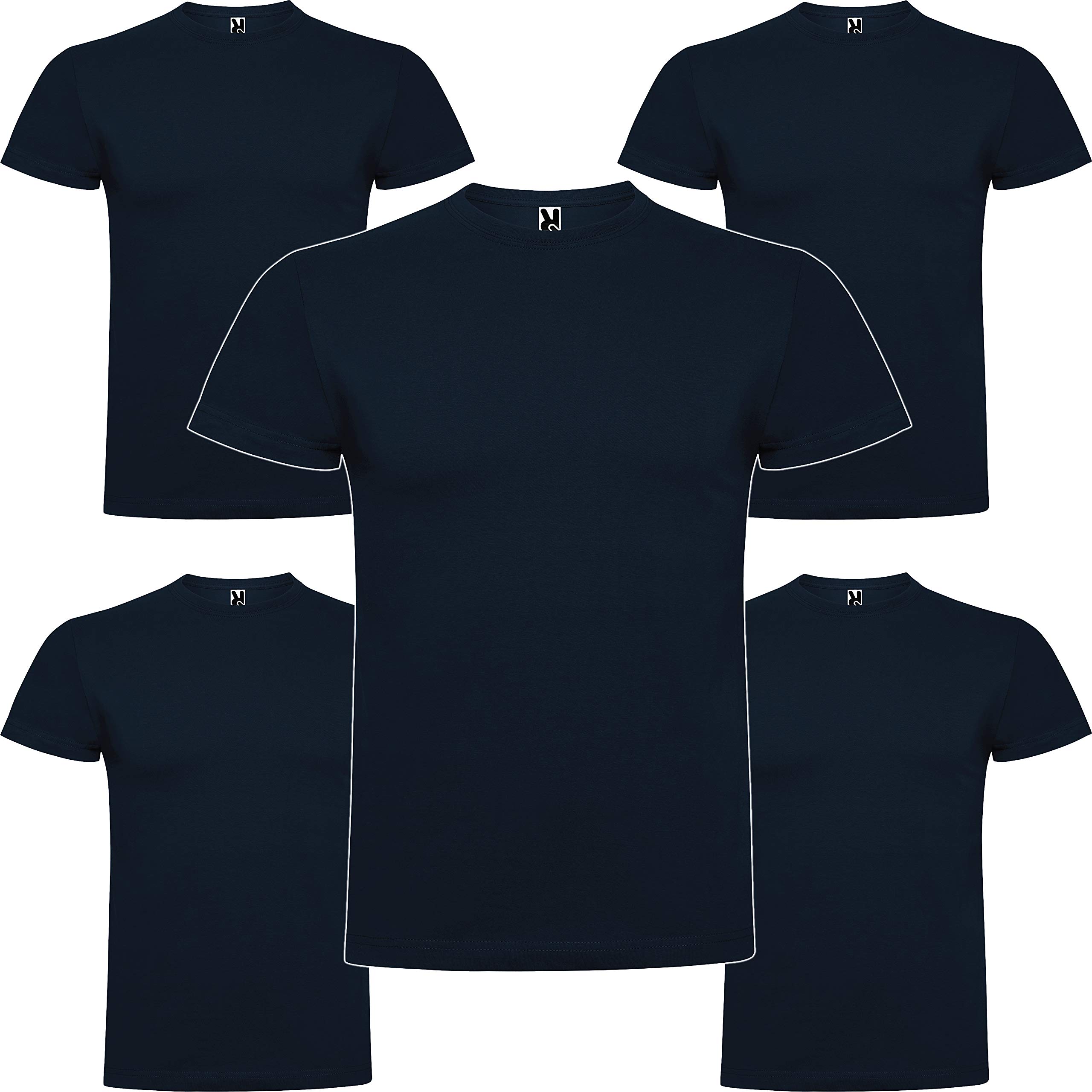 ROLY Pack 5 | Camiseta Hombre Manga Corta | Algodón Peinado | Cuello Redondo | Punto Liso