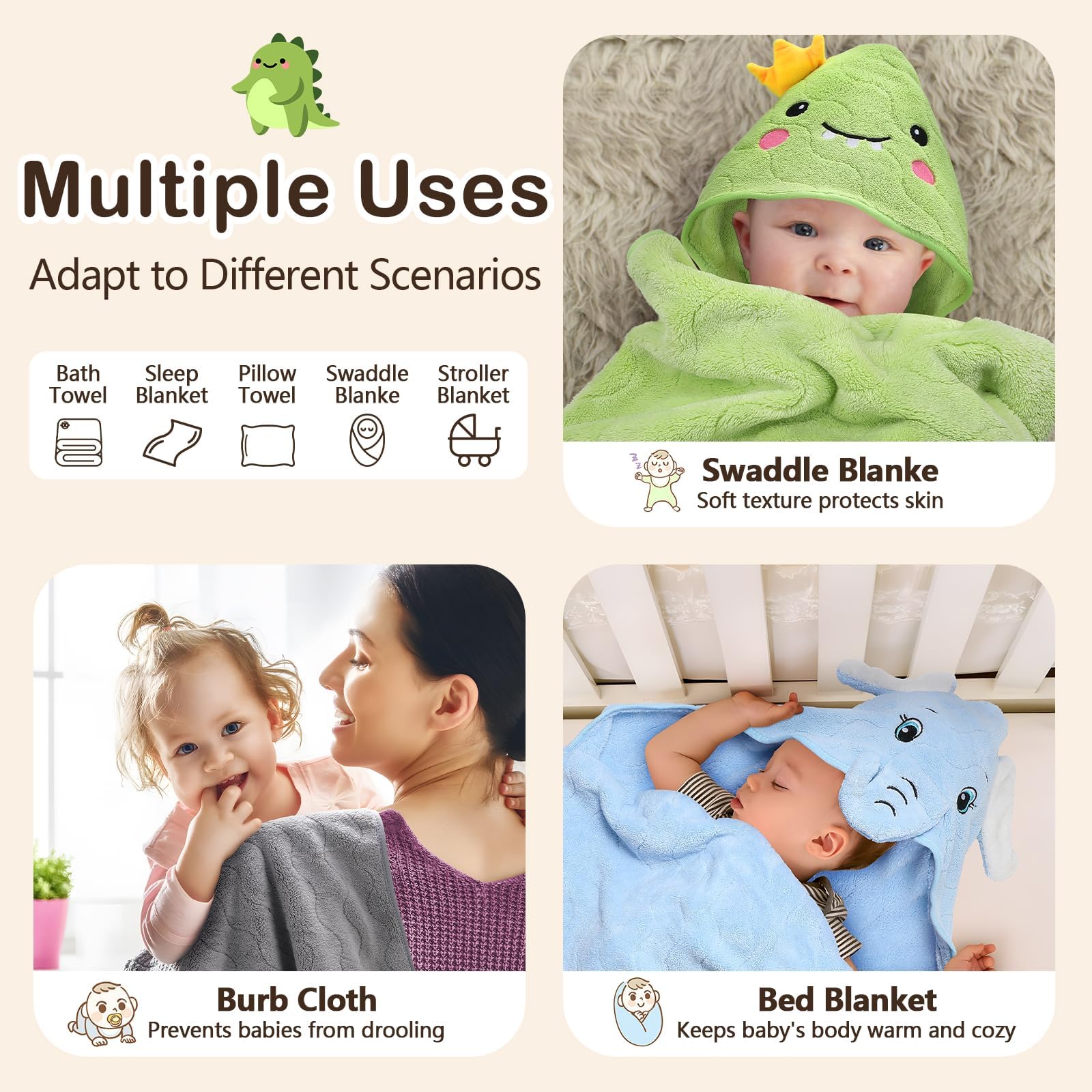 OFUSUY Toallas con capucha, toallas de baño para niños, juego de paños con bonito diseño