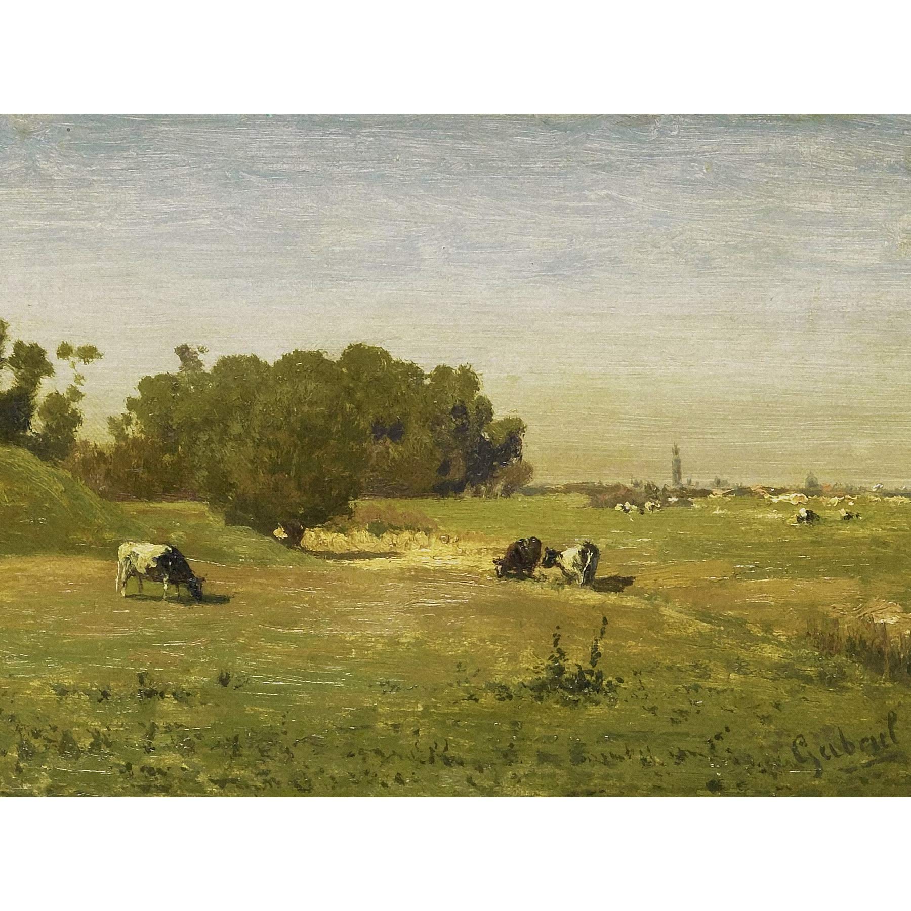 Artery8 Paul Gabriel Landscape Near Abcoude Painting Premium Wall Art Canvas Print 18X24 Inch