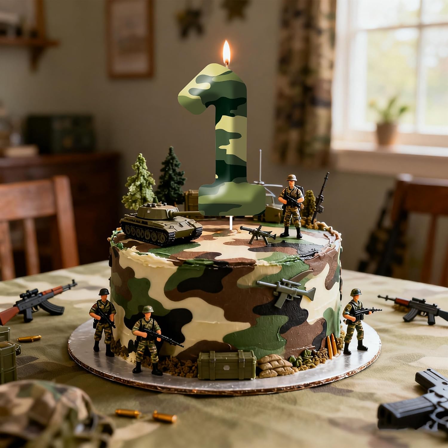 Camo Birthday Candles Number 7 Candle for Camo Hunting Cake Topper, Birthday Anniversary Party Decorations Cake Decor Army Theme Numbe Candles Birthday Camouflage Motif Supplies image 5