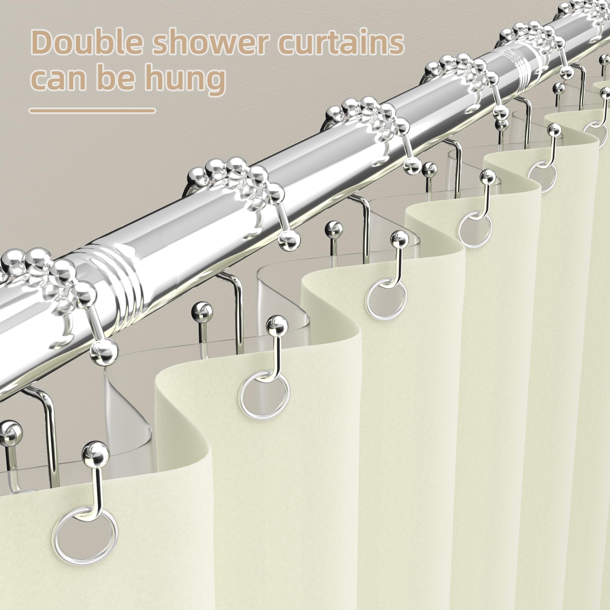 Asta per tenda da doccia a forma di L, senza foratura, staffa angolare 85 x 175 cm, asta doccia per tenda da doccia, guida per vasca da bagno, 304 in acciaio inox, con 12 anelli