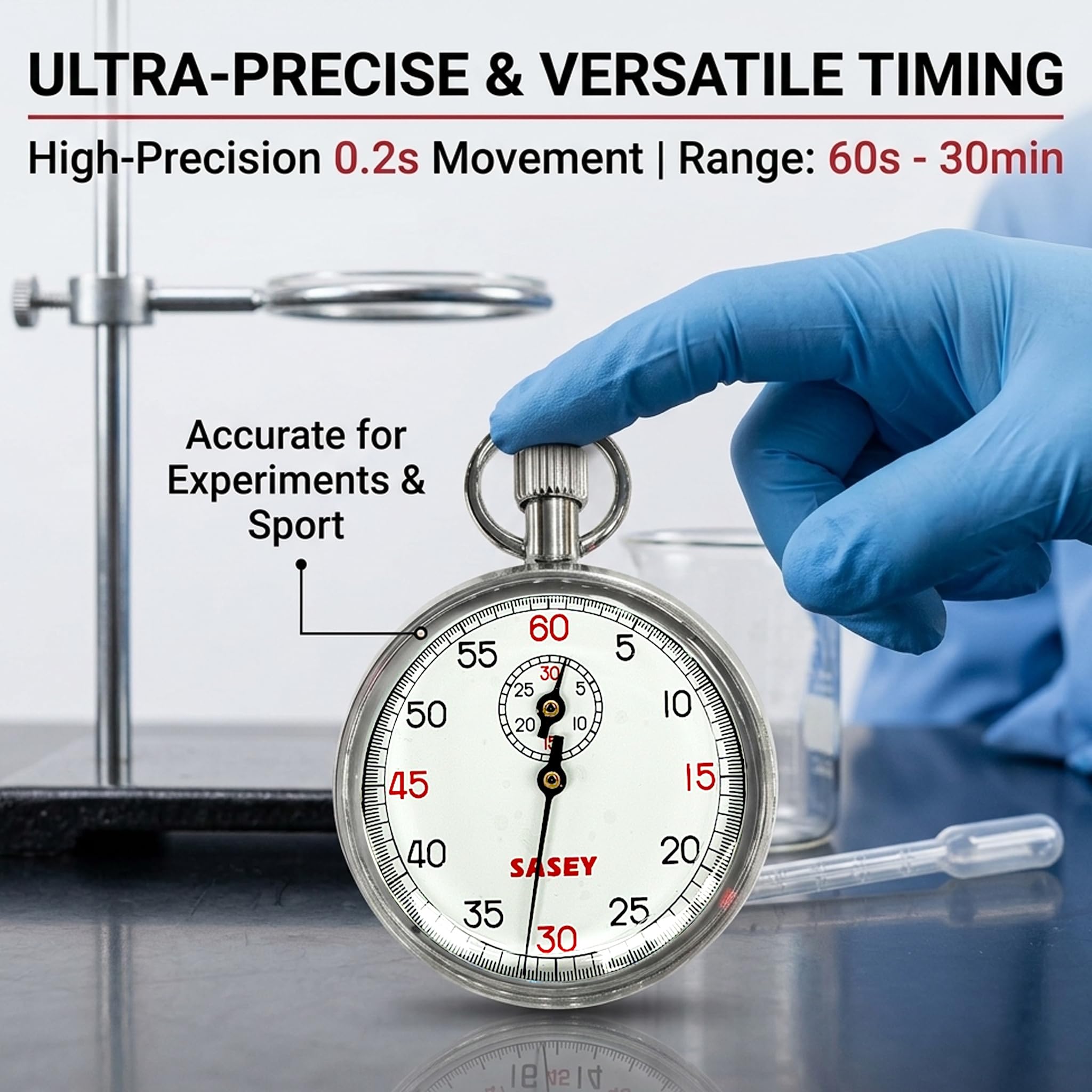 Chronomètre mécanique chronographe analogique en Acier Inoxydable – Montre d'arbitre de démarrage/Pause/réinitialisation à Un Bouton pour Le Sport, Les Tests, Les années 60, Les chronomètres