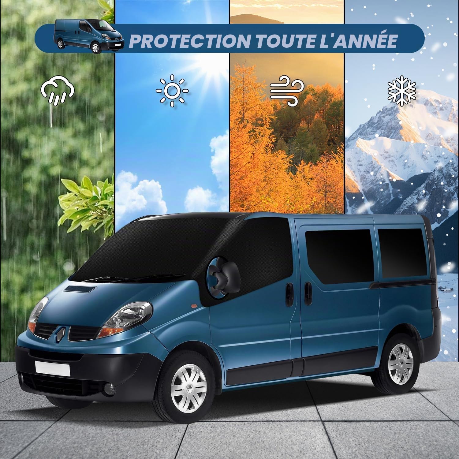 Housse de pare-brise de voiture 600D imperméable pour Renault Trafic 2001-2014, tapis thermique, occultant, anti-UV, gel, glace, poussière, pour Opel Vivaro