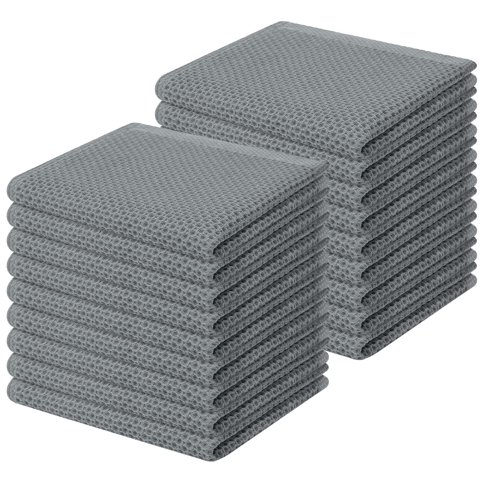 Homaxy 100% Cotton Waffle Weave Kitchen Dish Cloths 18-Pack, Grey