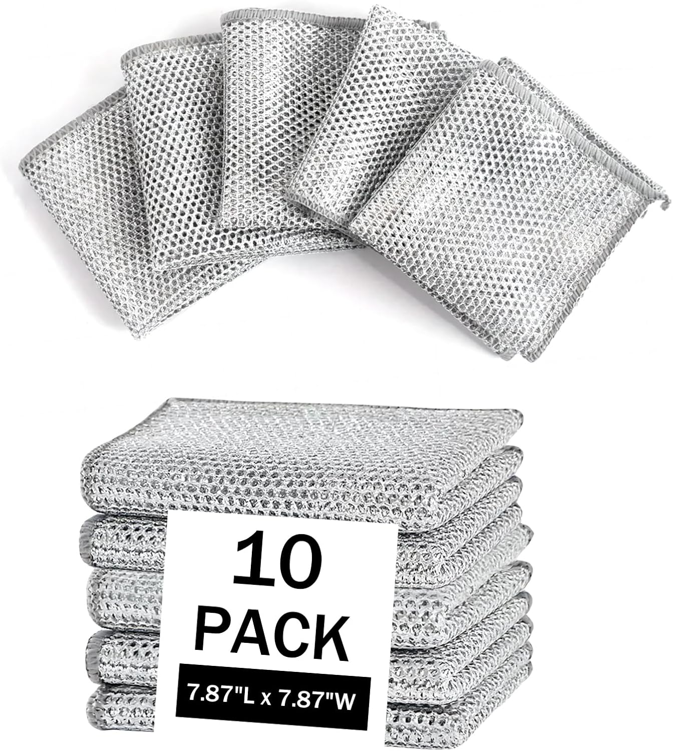 Amazon.com: Syzornk 10 Pcs Non Scratch Wire Dishwashing Rag, Microfiber ...