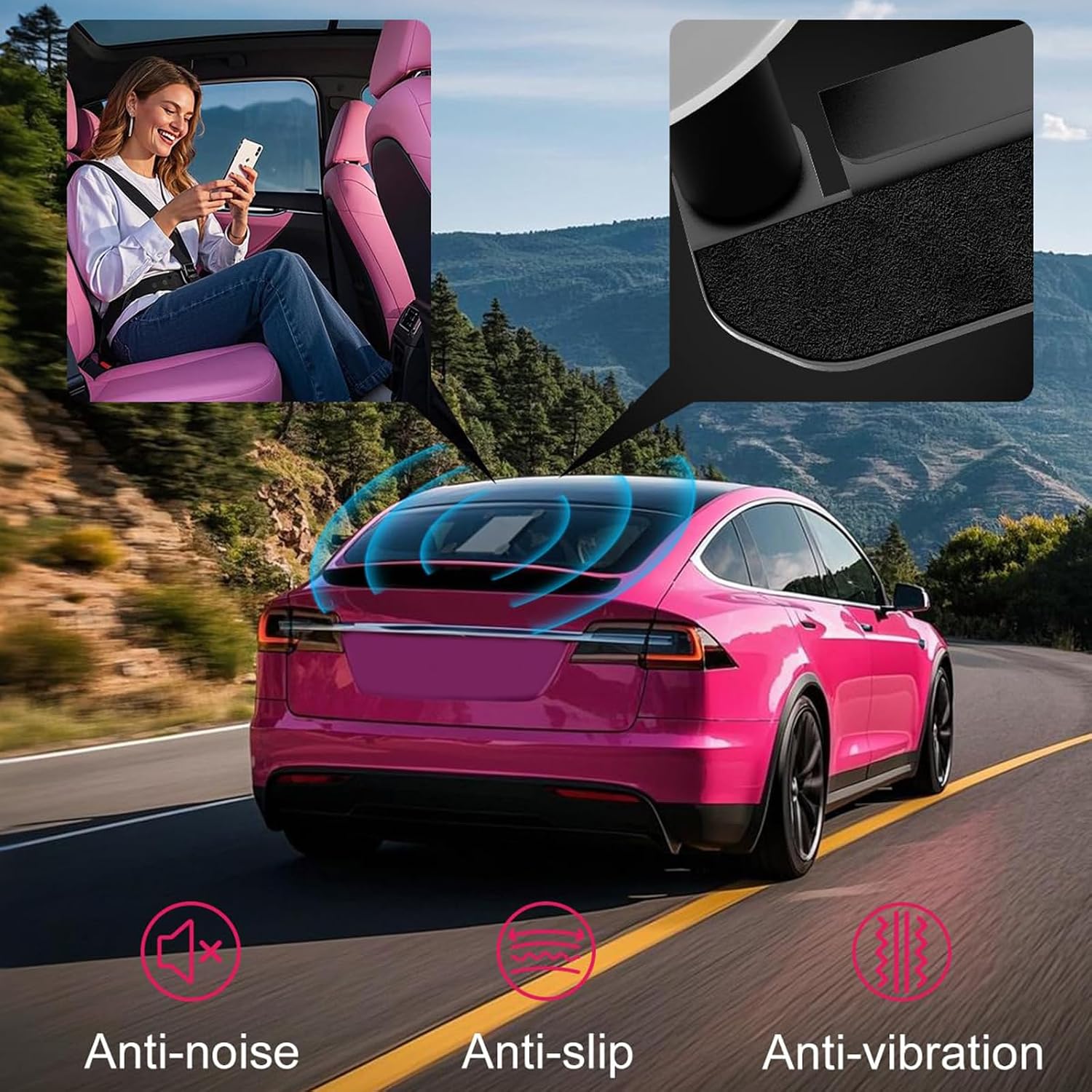 1 Pair Suction Cup Mount Car Sunroof and Window Mount Vibrations Proof Car Mount Set Easy Installation