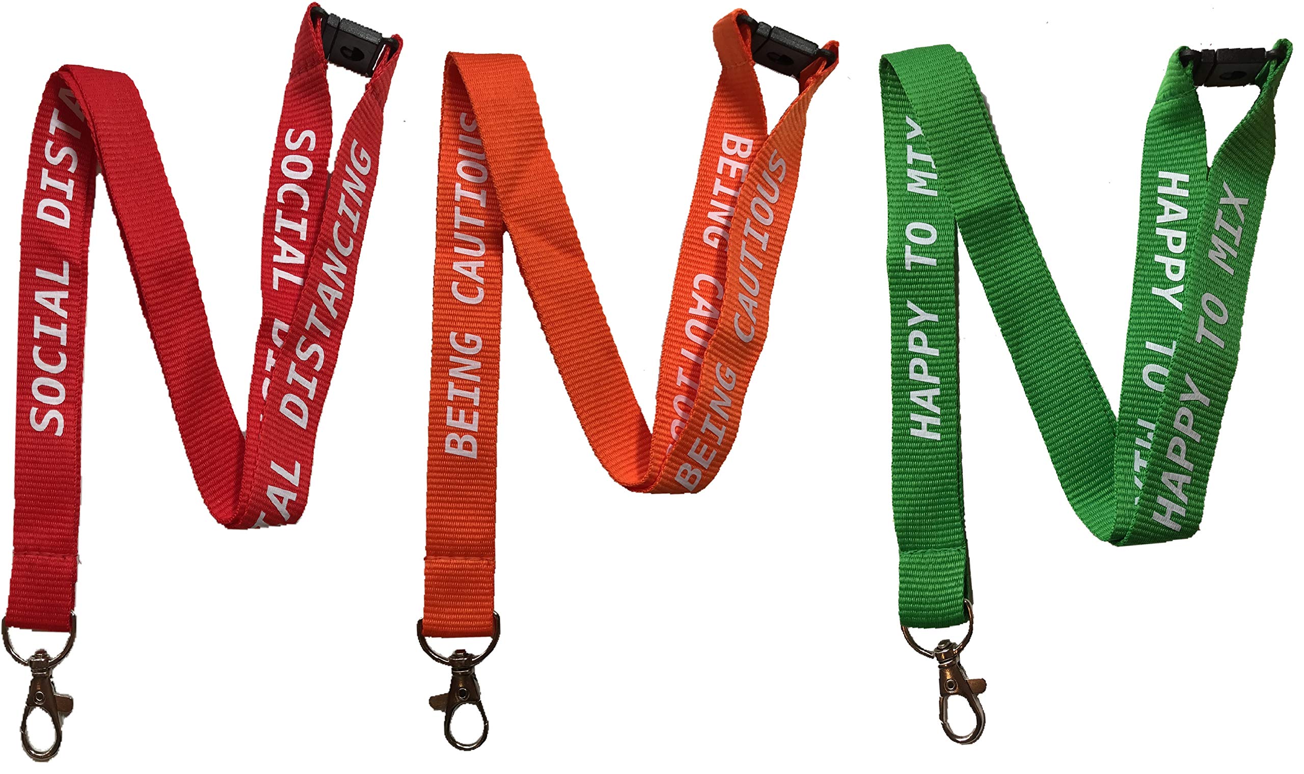 Pac Supplies Global Red - Social Distancing 20Mm Social Distancing Neck Lanyard With Safety Breakaway (Red - Social Distancing)