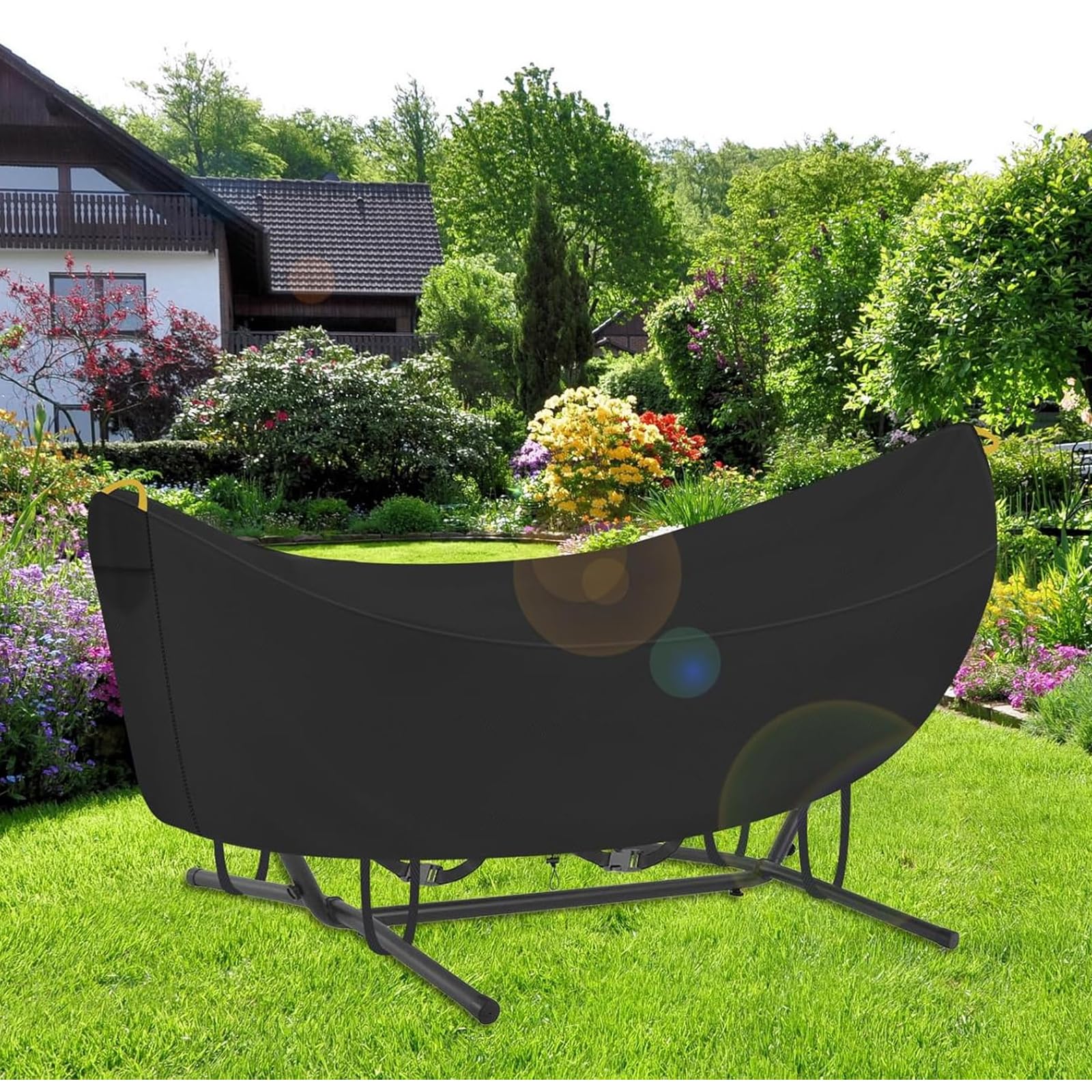 Housse de hamac Oxford 210D – Housse de protection extérieure imperméable pour hamac de jardin, bâche de camping durable pour hamacs suspendus. Dimensions : 285 x 17 x 80 cm. Couleur : noir