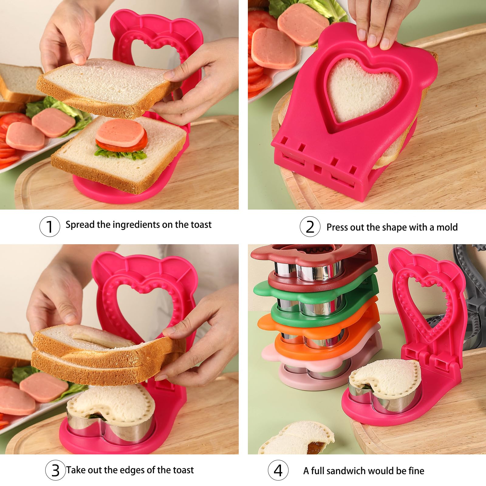 Sandwich Cutter, Sandwich Cutter e Sigillante a Forma di Cuore, Taglierina Tascabile per Sandwich per Lunchbox e Colazione, Blu