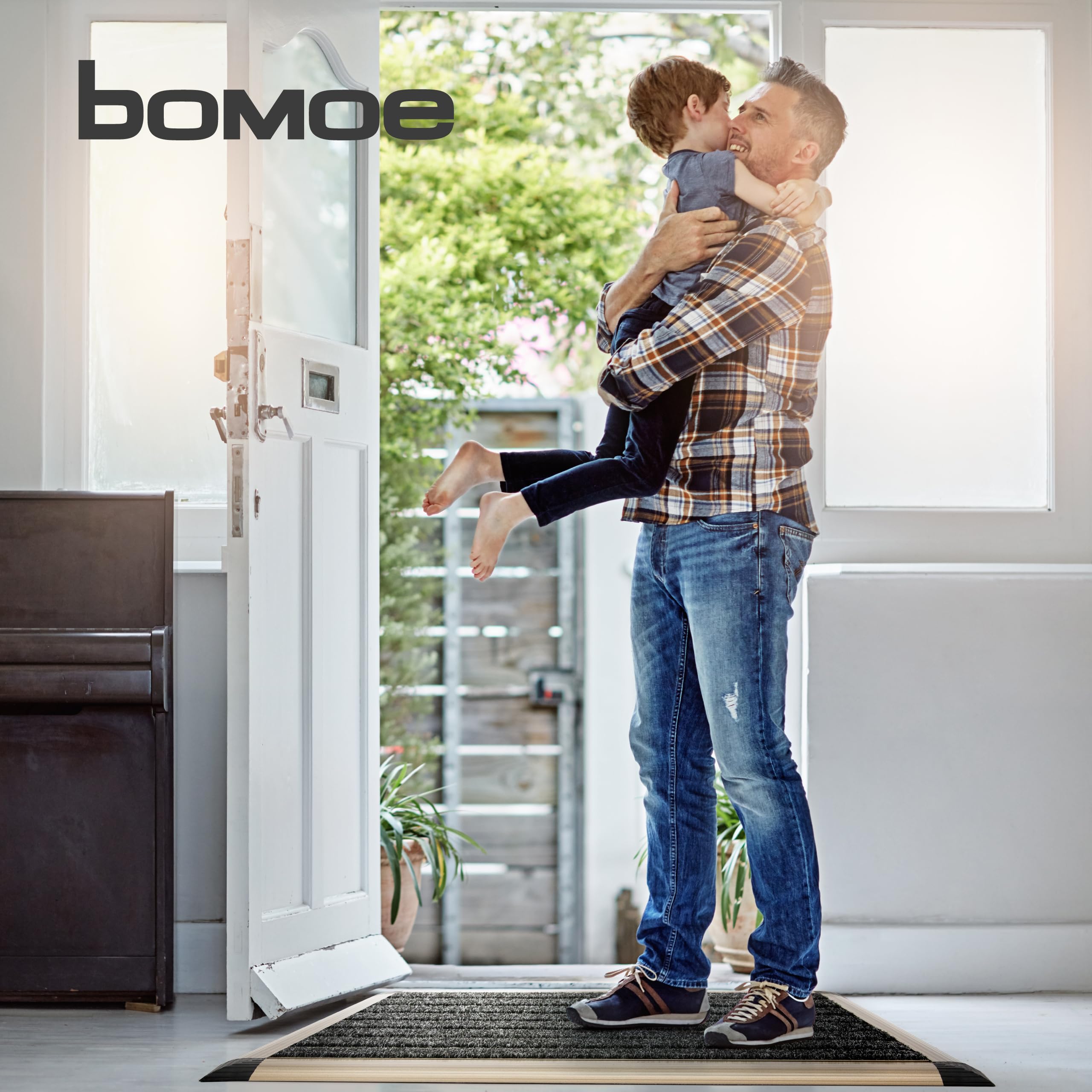 bomoe zerbino in alluminio per porte d'ingresso con passatoia in gomma | 50x80cm Champagne metallizzato tappetino per uso esterno e interno Antiscivolo battitappeto raschietto scarpe AluGant