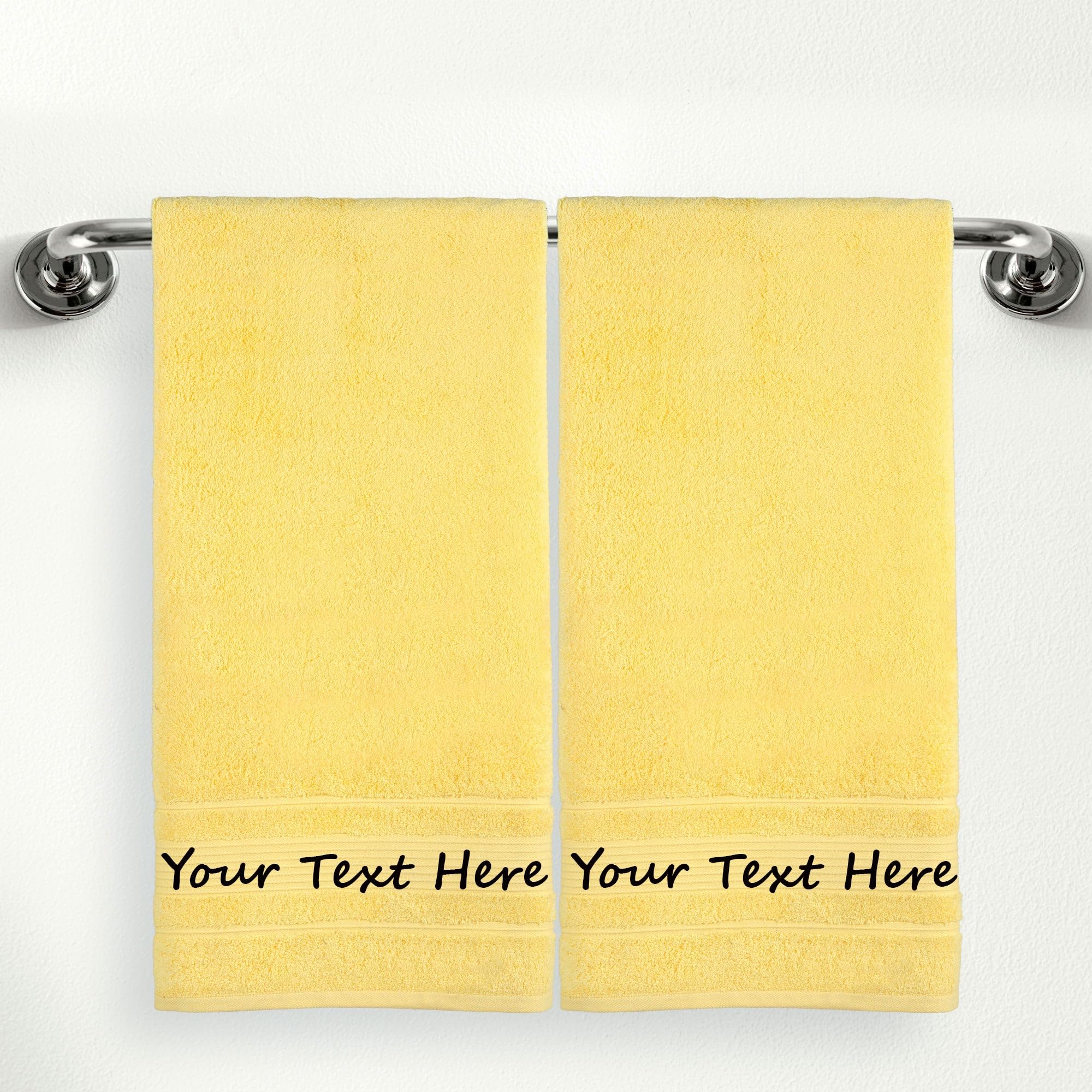 Qute Home Personalized Custom 2-Piece Bath Towels Set – 100% Cotton, Soft & Absorbent – Embroidered Name or Monogram – Hotel Towels for Bathroom, Spa,