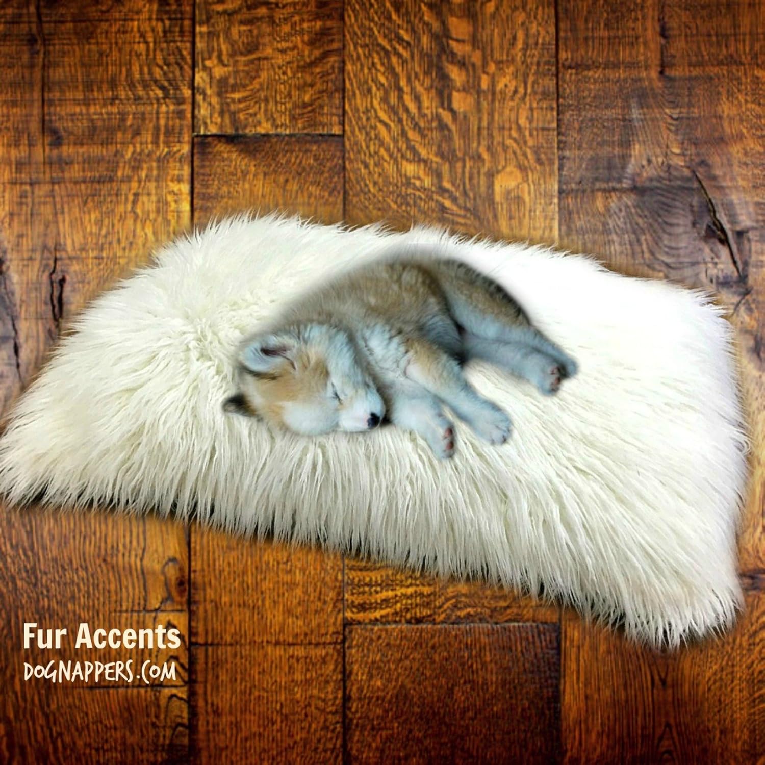 DogNappers Brand - Plush Faux Fur Dog Bed - Cat Mat - Soft Padded Shaggy Pet Bed - Long Hair Mongolian Fur - Llama - 4 Colors (24''x30'', White)