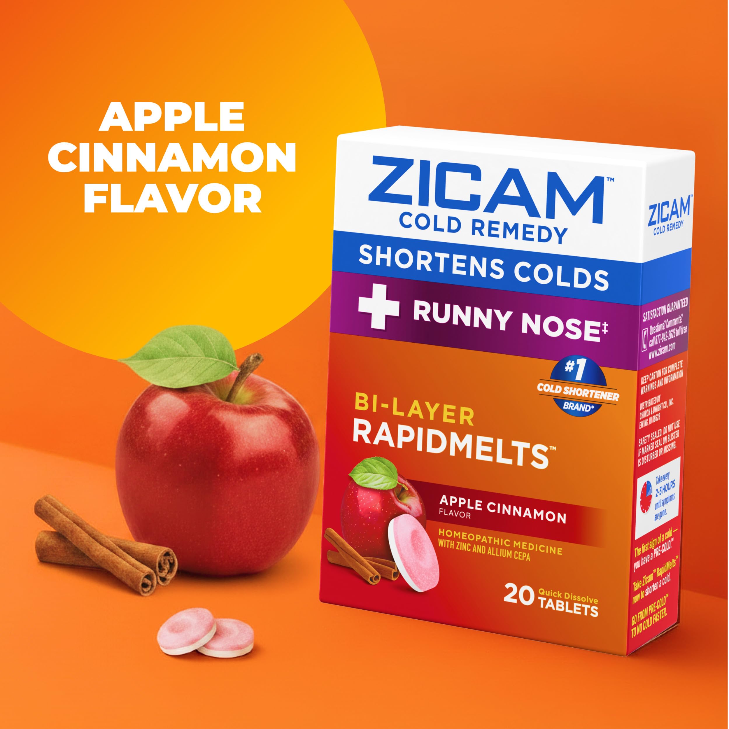 Zicam Cold Remedy RapidMelts Plus Runny Nose, Apple Cinnamon, 20 Count — Amazon image 7