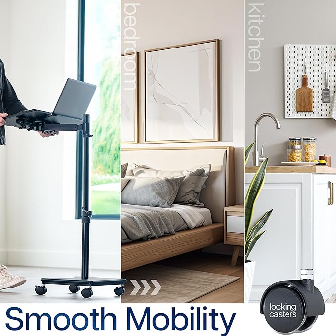 VIVO Carrito para Portátil 15x12 pulgadas con Brazo Extensible, Soporte Rodante Ajustable, Negro miniatura 5
