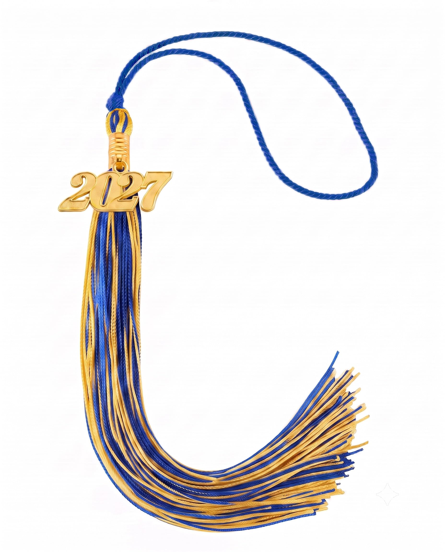 Graduation Tassel 2027 for Grad Cap,Blue and Gold Tassel with Gold Charm
