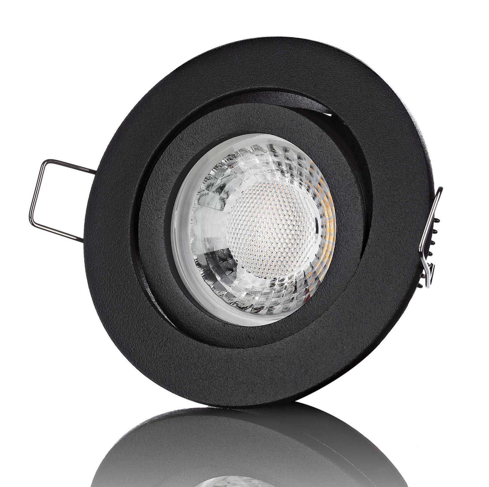 lambado® Premium LED Spot Dimmbar Schwarz - Hell & Sparsam inkl. 230V 5W GU10 Strahler neutralweiß - Moderne Beleuchtung durch zeitlose Einbaustrahler/Deckenstrahler