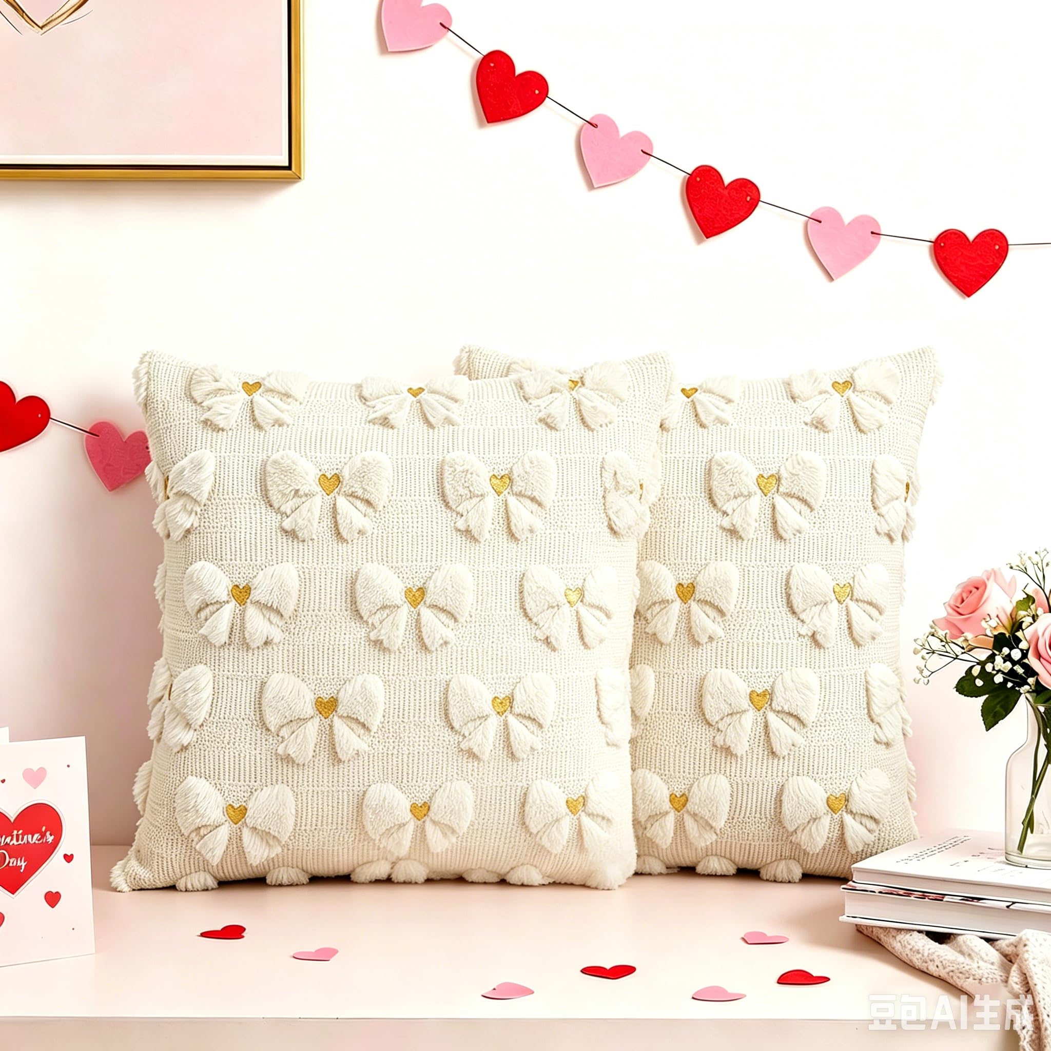 2 Pack Cushion Covers 45x45 cm White Soft Plush Faux Fur Throw Pillow Cover