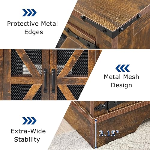 Miniatura 3 de Juego de mesa auxiliar de granja con estación de carga, mesas de sala de estar marrón con almacenamiento oculto, muebles rústicos de madera marrón