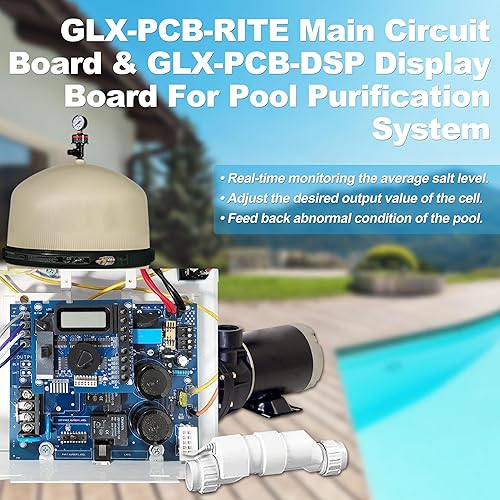 Miniatura 8 de Placa de circuito impreso con pantalla GLX-PCB-DSP mejorada 2025 compatible con generadores Hayward Goldline Aqua-Rite y Aqua-Trol de cloro salino