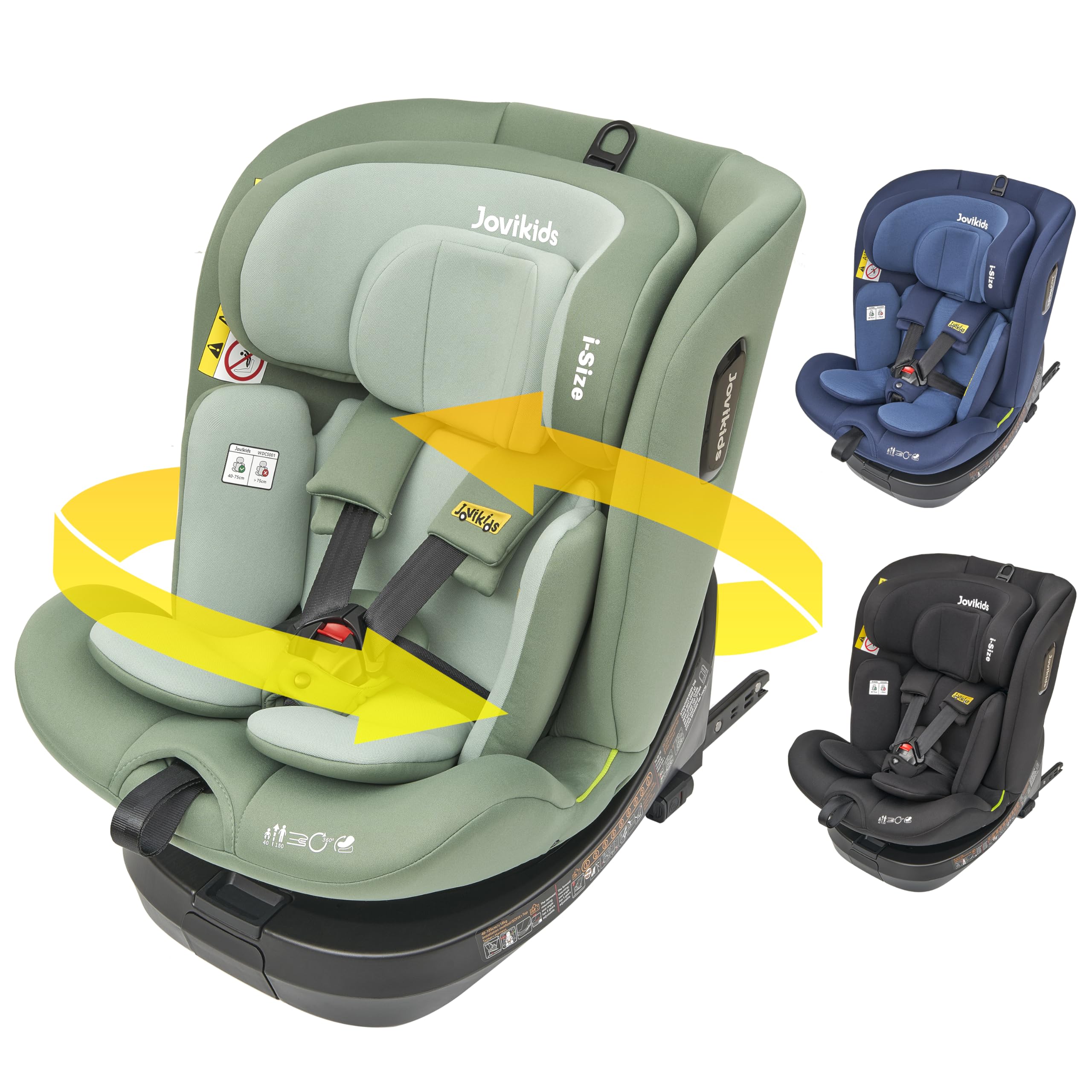 Jovikids Ranger TT ISOFIX Baby Car Seat I-size 360° for Newborn 0-12 Year, Infant Car seat, Rotating Car Seat, Car seat for Group 0,1,2,3, ECE R129/E4, Rearward & Forward Facing w/Top Tether - Green
