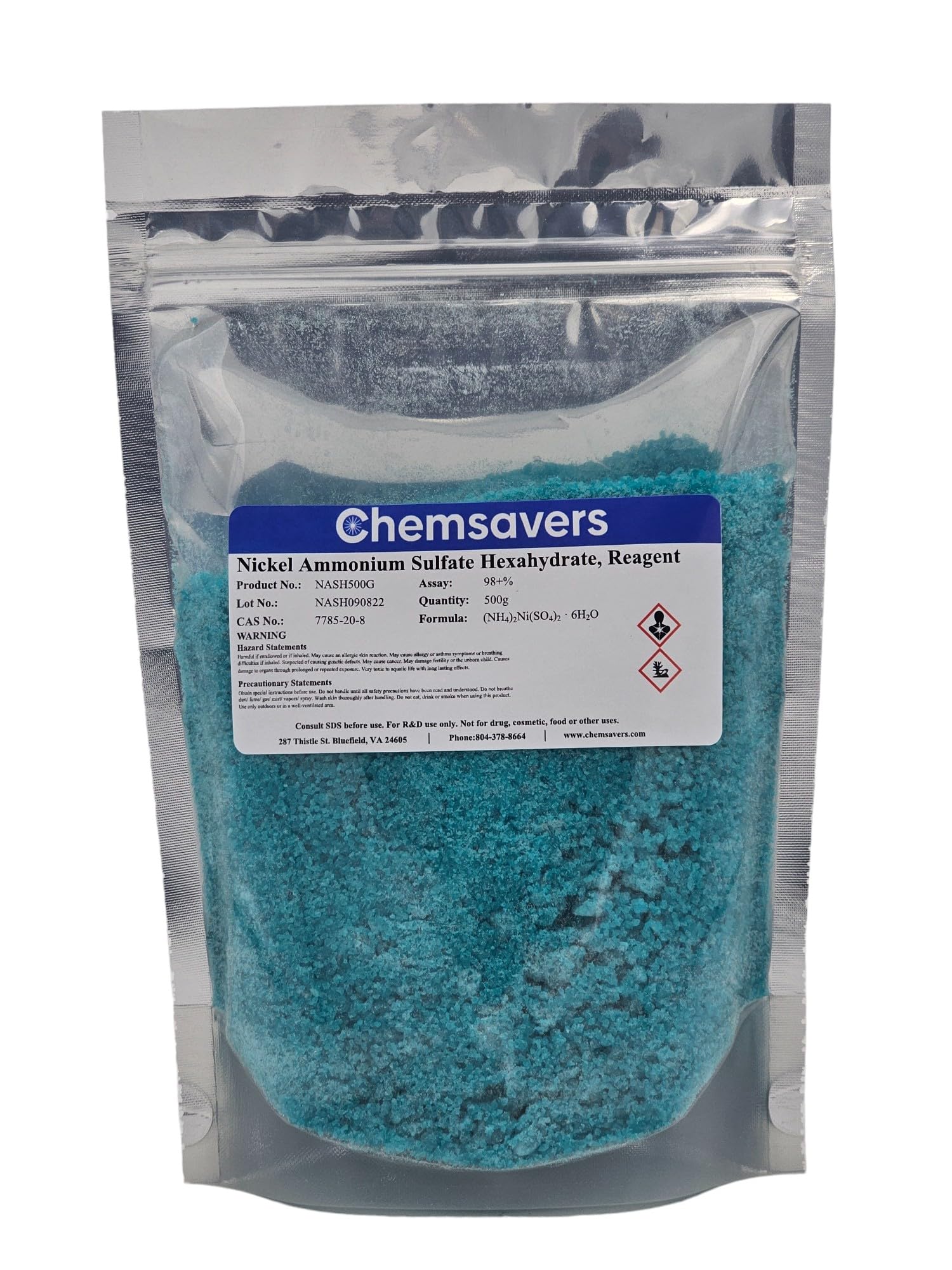 Nickel Ammonium Sulfate Hexahydrate, Reagent, 98+%, 500g