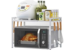 Expandable Microwave Stand: Maximize Kitchen Storage with Tiered Shelves