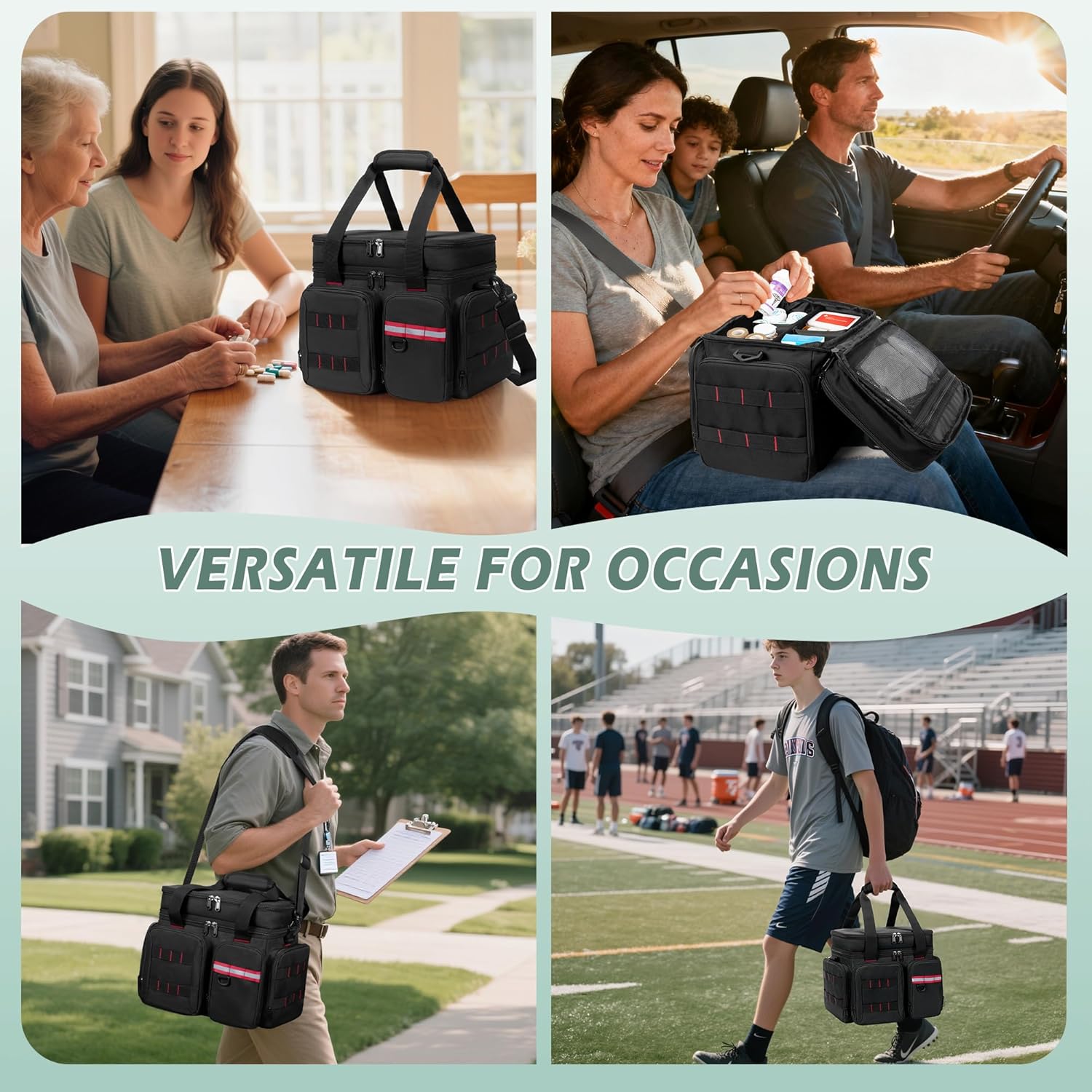 Medicine Organizer Bag with Insulated Pocket for Travel, Pill Bottle Storage Bag with 4 Customized Dividers & Shoulder Strap for Medication, Insulin and First Aid Supplies, Black (Bag ONLY) - Image 6