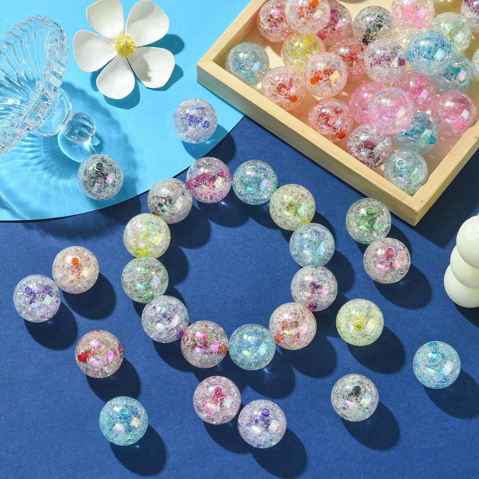 1200 Uds. Kit De Cuentas De Perlas Para Fabricación De Joyas, Cuentas  Sueltas Redondas Coloridas De, image size:1600x1600