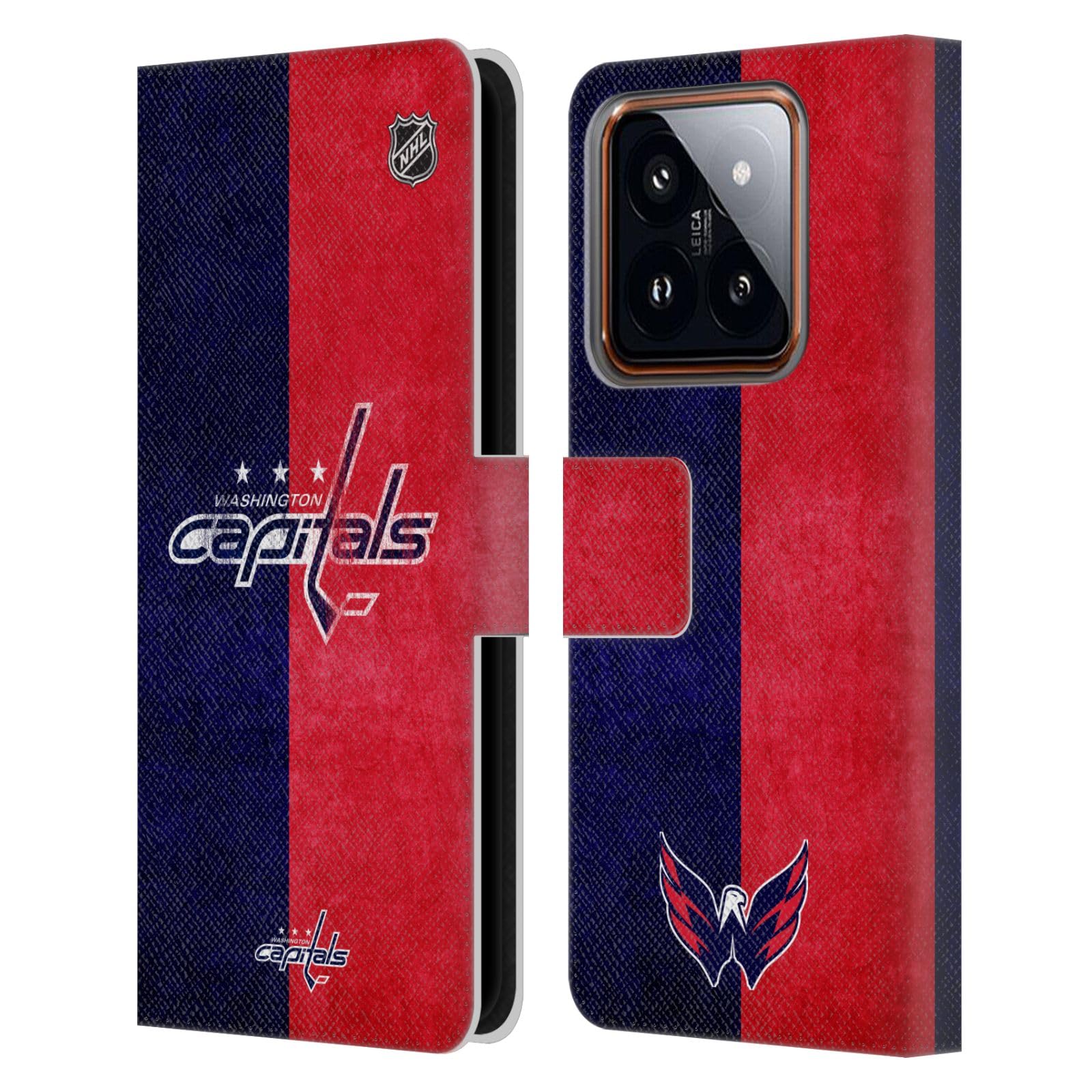 Head Case Designs Officially Licensed NHL Half Distressed Washington Capitals Leather Book Wallet Case Cover Compatible With Xiaomi 14