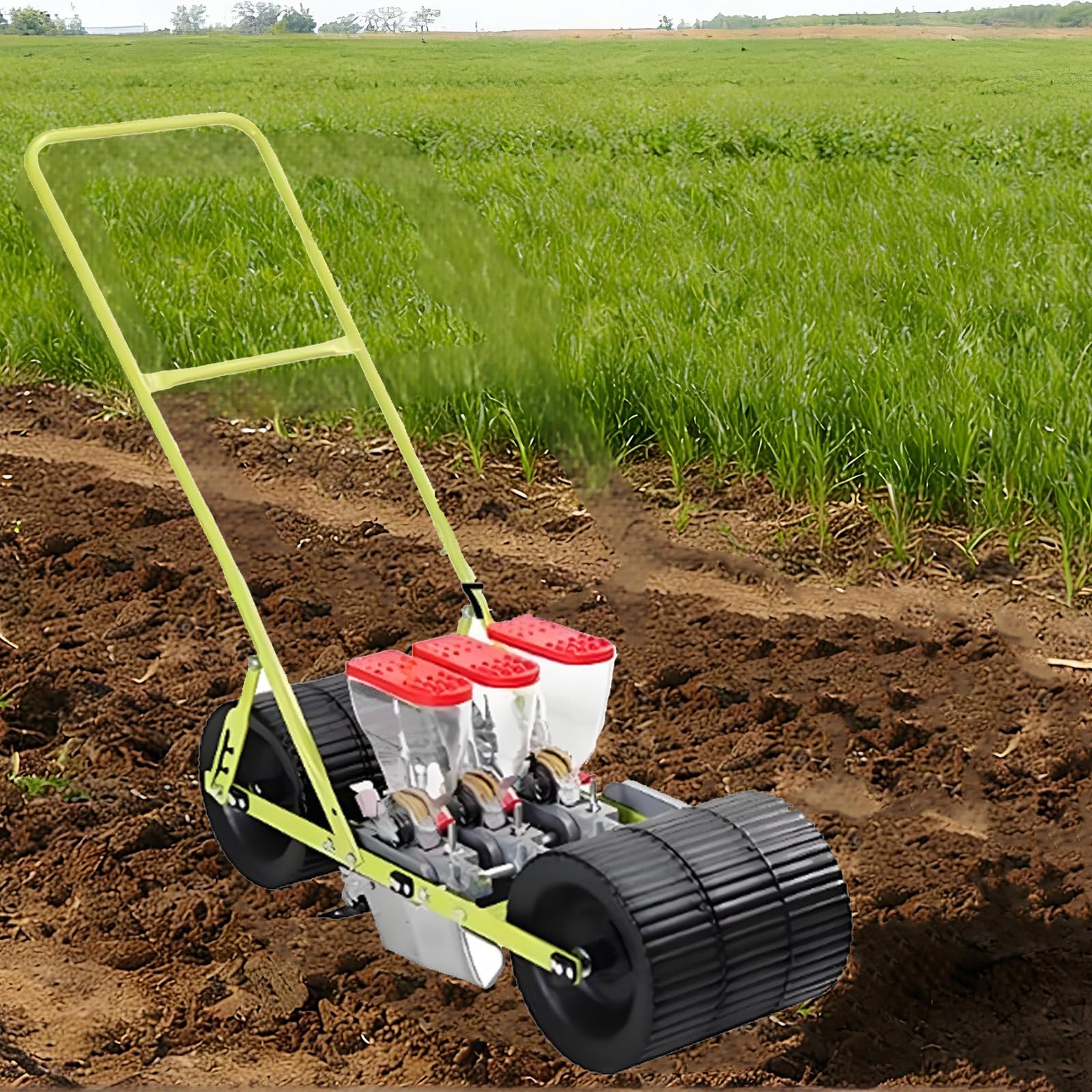 Semoir manuel à pousser à la main, semoir de maïs pour légumes, petits coriandres, choux, épinards, céleri, semoir manuel portable, semoir manuel à pousser à la main, semoir de jardin à 6 rangées