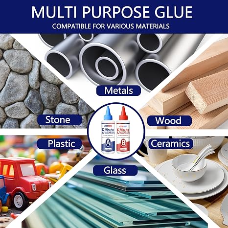 5 Minute Epoxy Glue Kit, 250ml Clear Epoxy Adhesive Sturdy, Waterproof, Heat-Resistant, Fast Curing, 5 Min Epoxy Glue All Purpose, Metal, Plastic, Wood, Ceramics, Glass and More