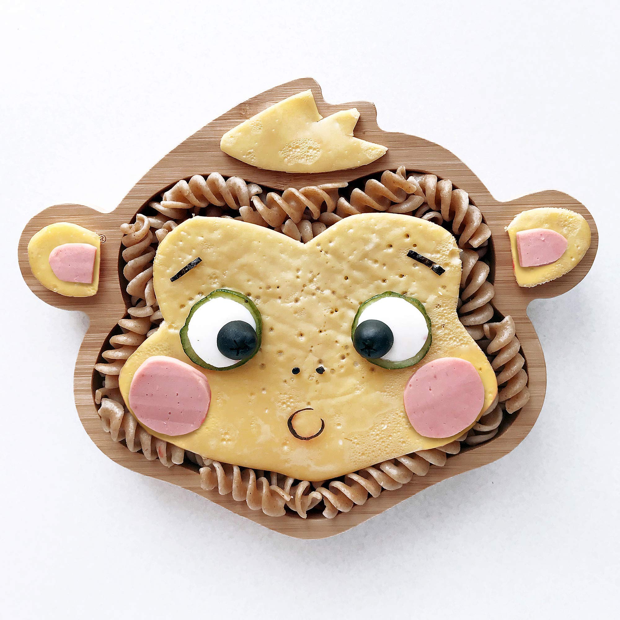 bamboo bamboo Piatto Baby e Toddler, Ventosa per Pappa e Svezzamento, Piatto Scimmia Bamboo con Sicura, Piatti per Bambini da 6 Mesi (Scimmia, Rosa)
