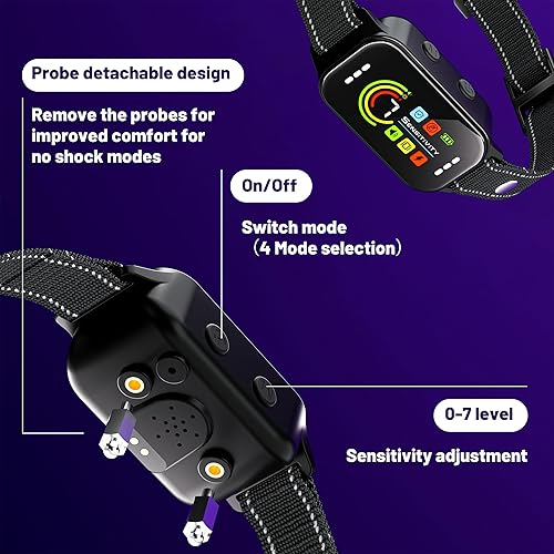 Miniatura 5 de Collar de ladrido de perro, collar inteligente recargable, collar de entrenamiento antiladridos con 8 sensibilidades ajustables, collar de ladridos