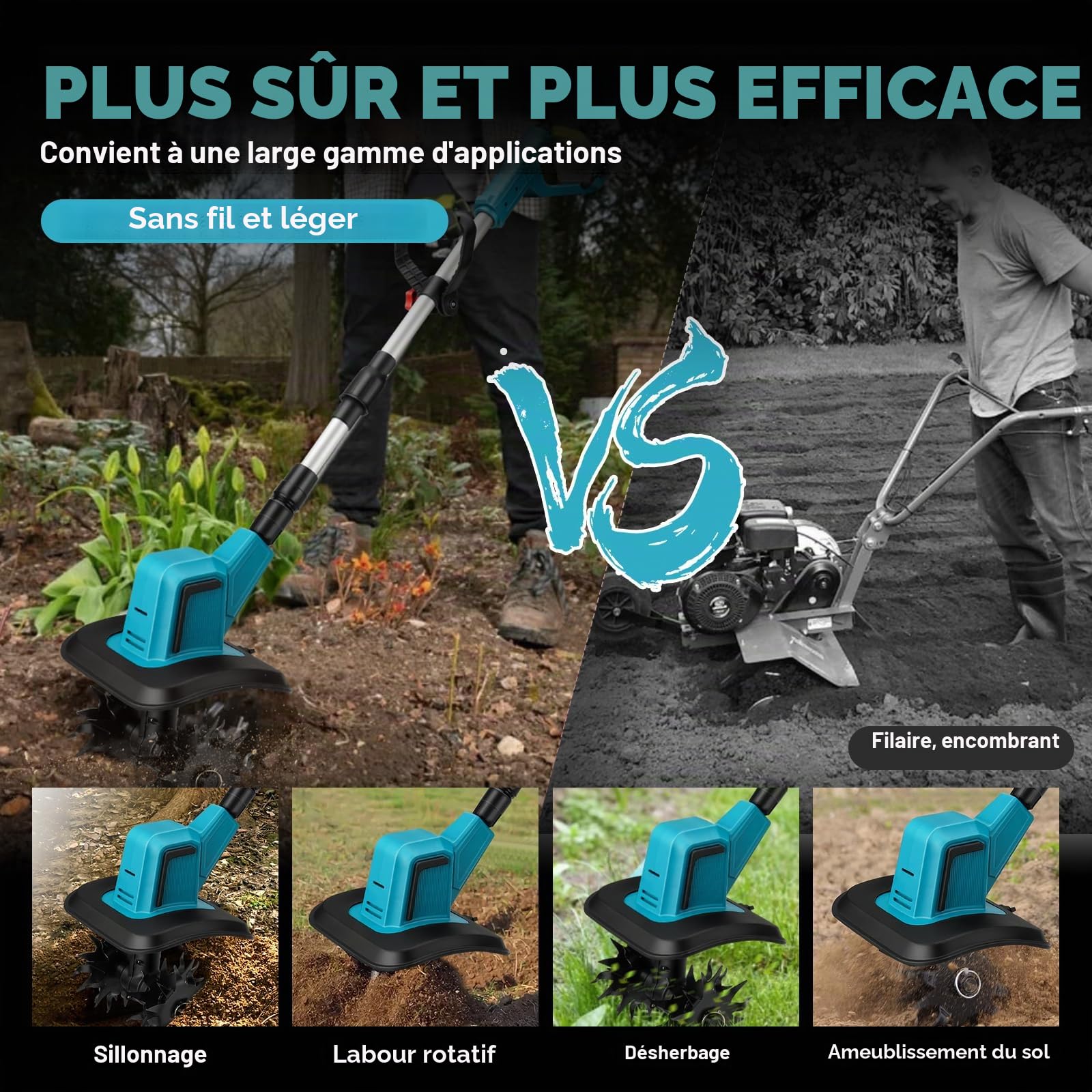 Motoculteur sans Fil pour Makita 18V (sans Batterie)