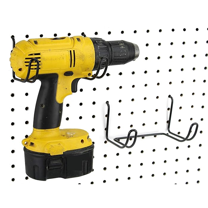 Buy Pegboard Drill Holder, 2 Pack Black, Steel Hooks to Any Peg