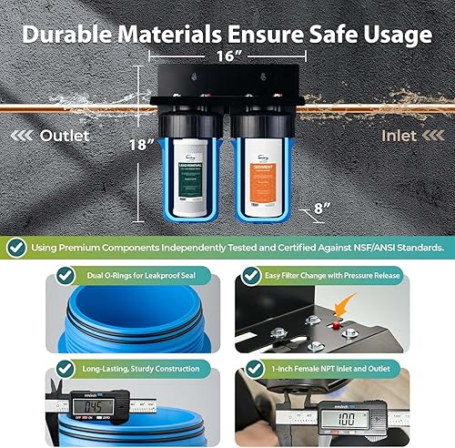 Miniatura 4 de iSpring WGB21B-CPB Sistema de Filtración de Agua para Toda la Casa de 2 Etapas Reduce Arsénico, Cadmio, Mercurio, Sedimentos, Cloro y hasta el 99%