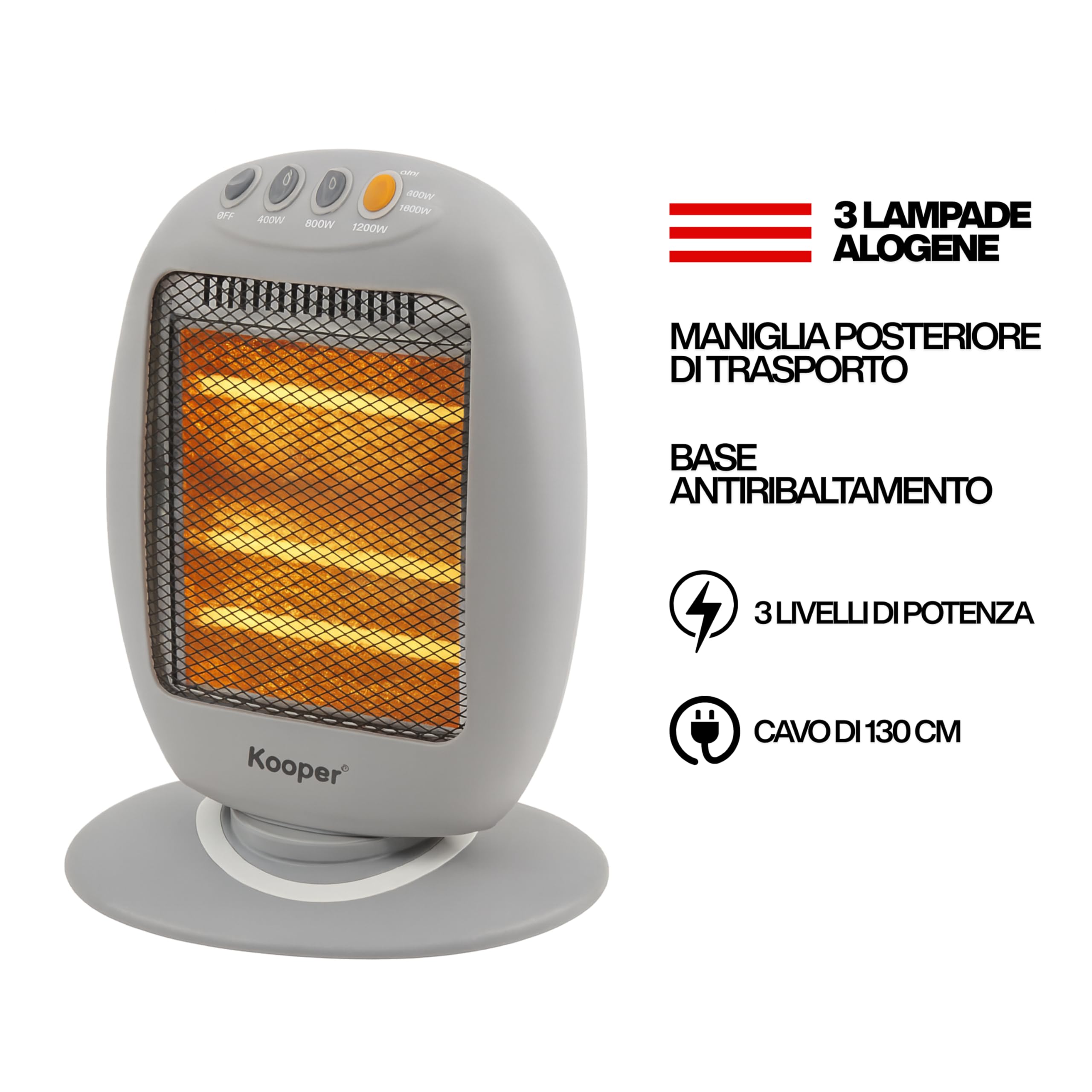 Stufa elettrica al quarzo portatile ,Stufa Alogena Oscillante 800W a 2