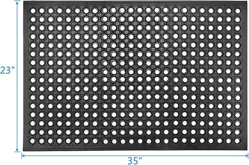 Miniatura 2 de Tapete de cocina industrial  Tapete hexagonal antifatiga de 35 x 23 pulgadas  Tapete de goma antideslizante para drenaje  Tapetes de bar resistentes