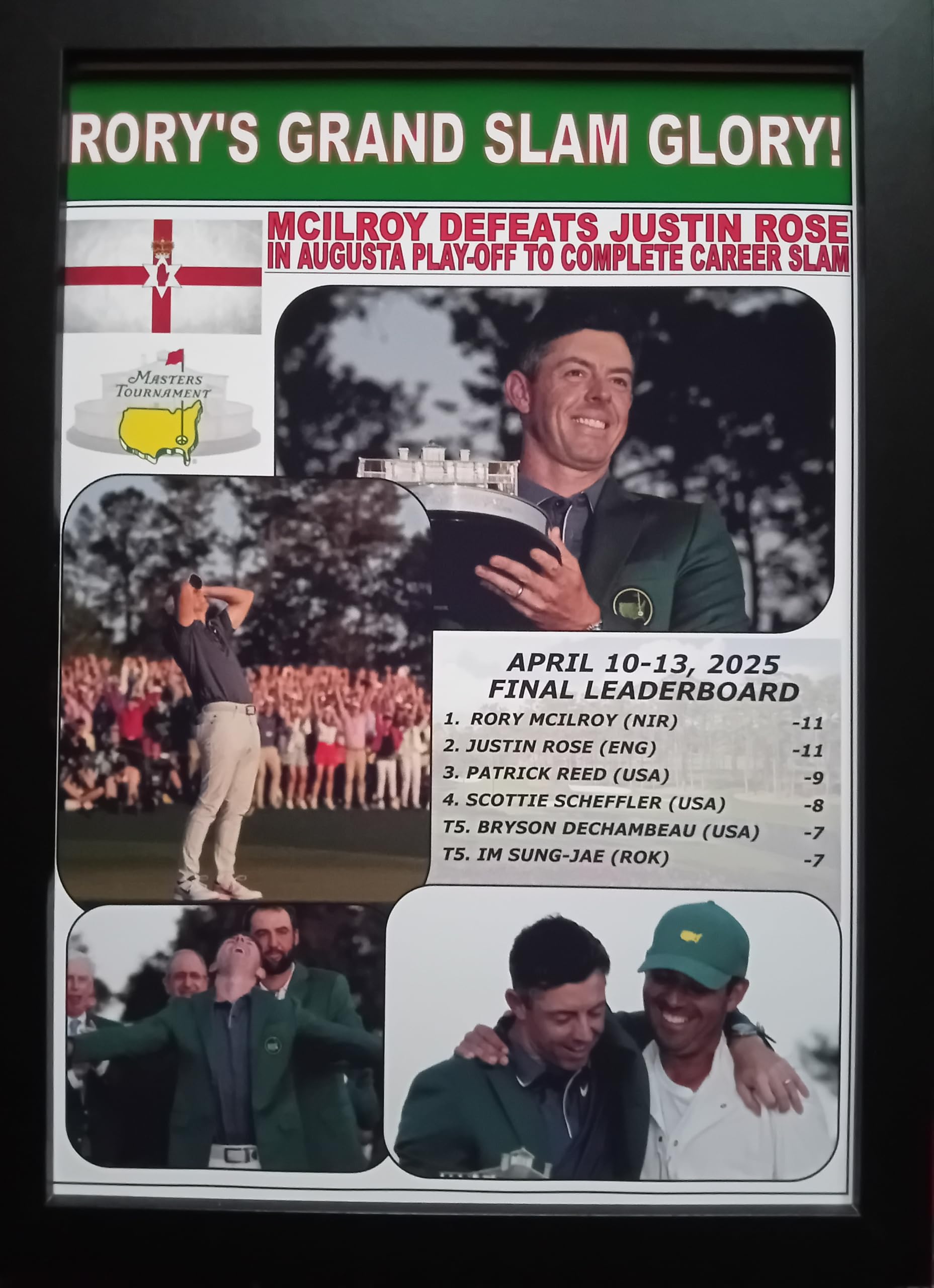 Assorted Multicoloured Rory Mcilroy 2025 Masters Tournament Champion - Framed Print