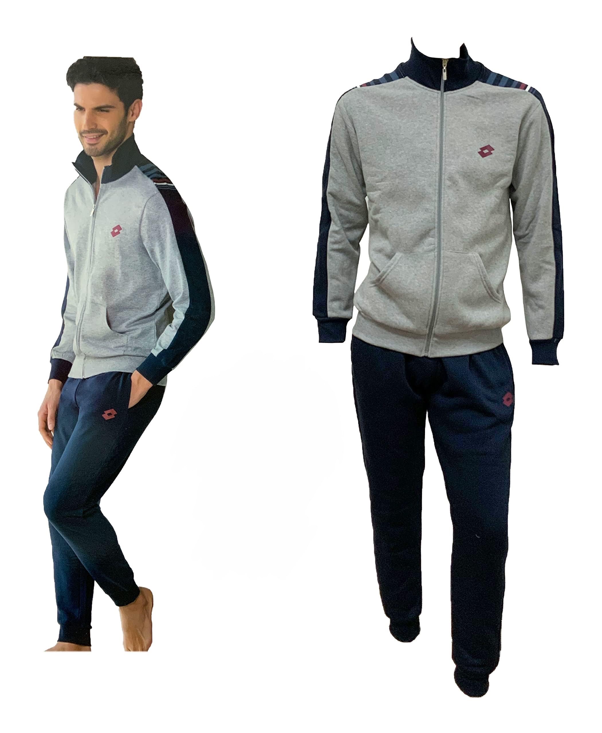 LOTTO Tuta Uomo in Felpa GARZATA Sportiva Uomo Tuta Uomo Cotone Felpato (4005 Grigio M, XXL)