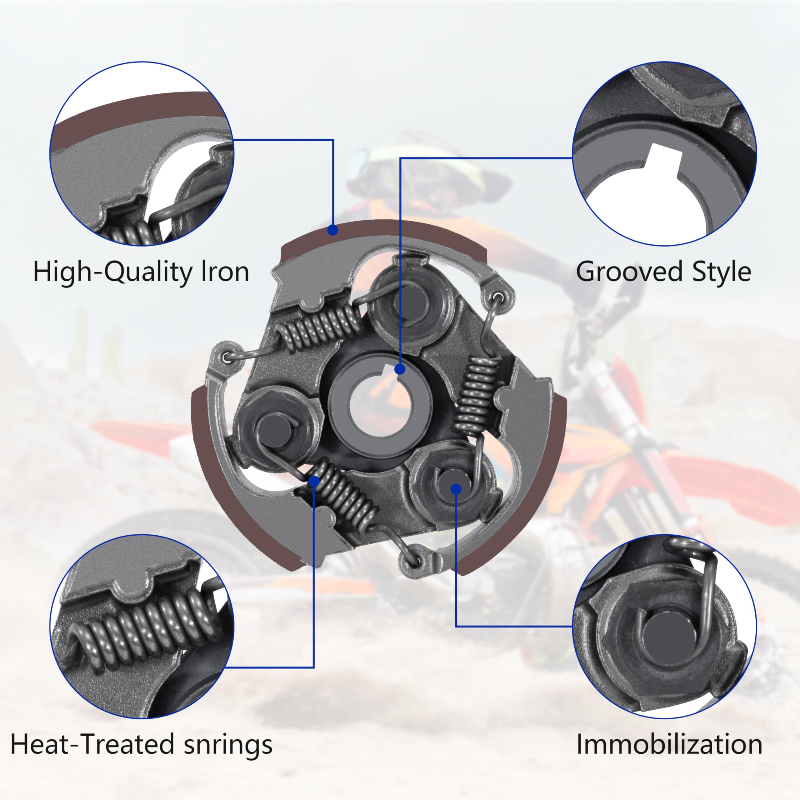 Tunejoy Pastiglia Frizione con 3 Molle Minimoto Frizione Ferro per 2 Tempi 43cc 47cc 49cc Mini Pocket Bike Dirt Pit Bike Crosser ATV con Scanalato Rosso