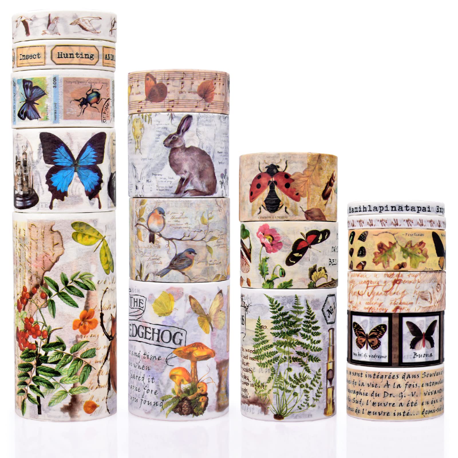 HASTHIP® 18 Rolls Washi Tape Set Vintage Sticker Retro Aesthetic Decorative Masking Tape Aesthetic Washi Tape for Scrapbook Supplies, Junk Journal, Bullet Journal