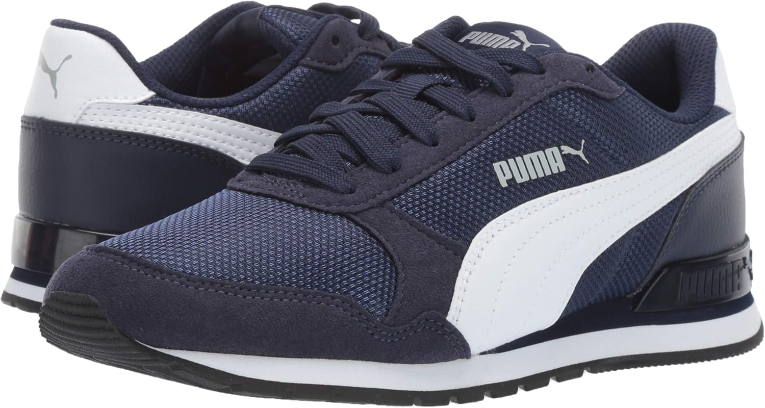 PUMA unisex child St Runner 2 Sneaker, Peacoat/White, 7 Big Kid US