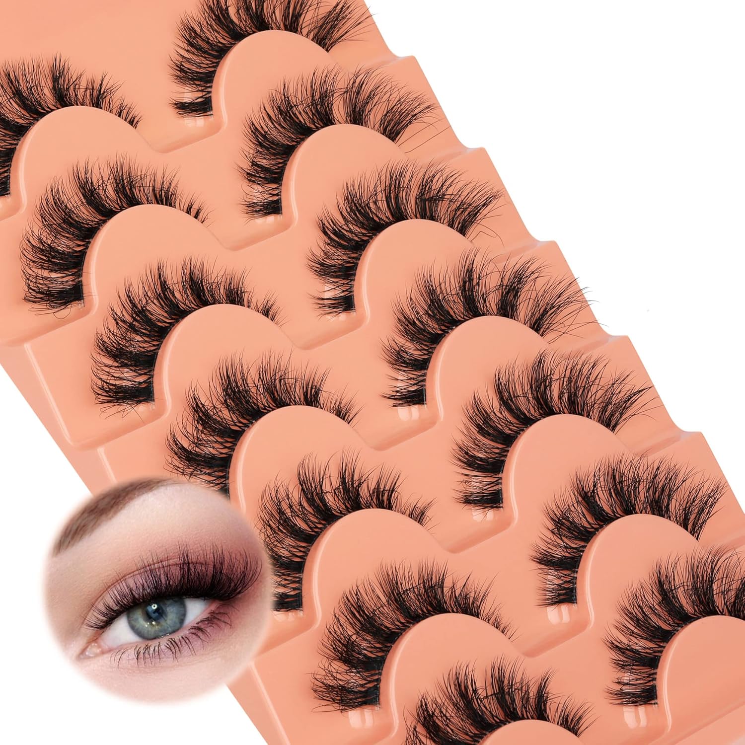 Focipeysa Lashes Natural Look Wispy Lashes with Clear Band