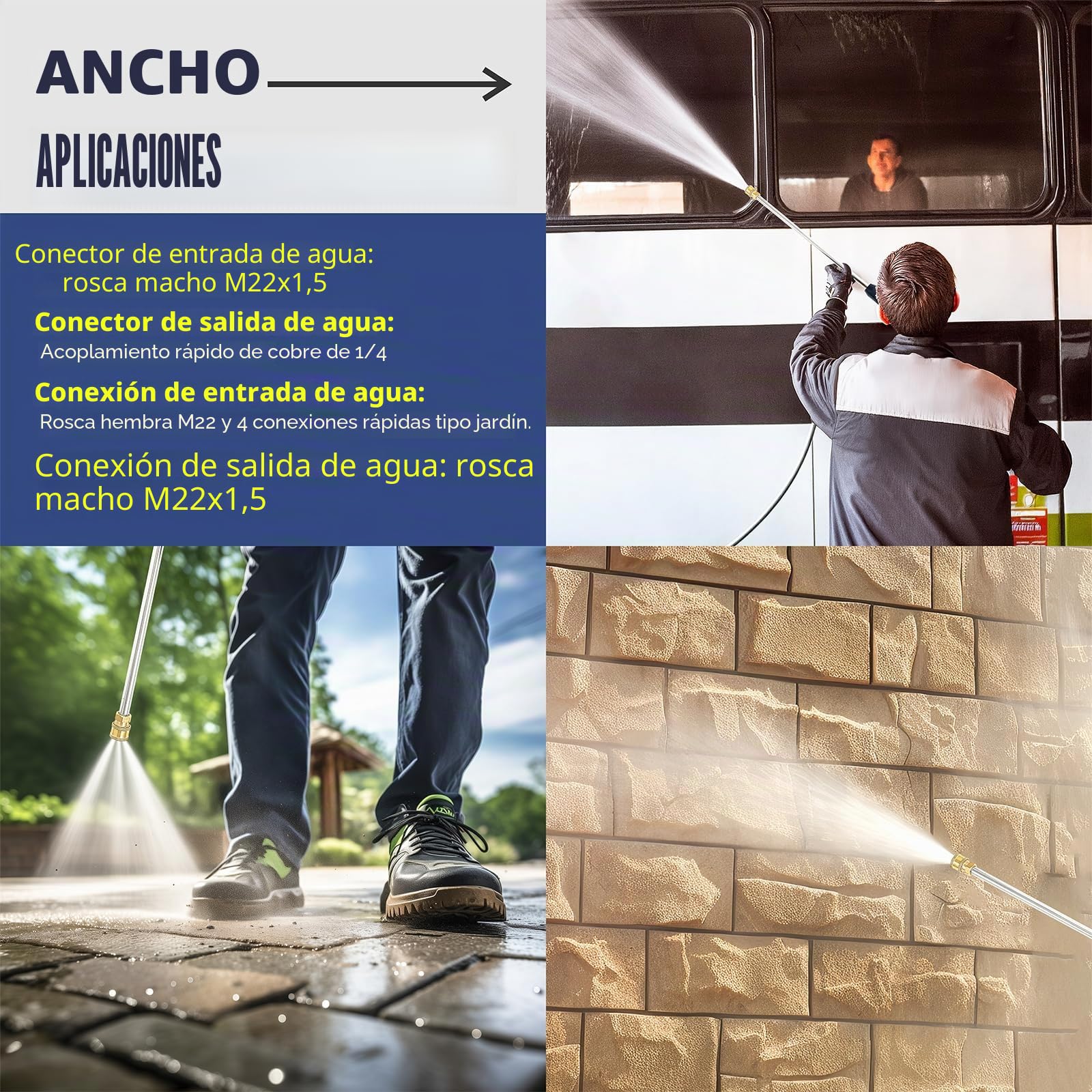 Hidrolimpiadora de Gas,590 L/Hora,248 Bar Alta presión,210cc Hidrolimpiadora Comercial de Alta presión,con 8 Metros Manguera y 5 Boquillas,para Limpieza de Exteriores, vehículos y máquinas