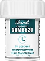 Ebanel 5% Lidocaine Numbing Cream Max Strength - Fast Pain Relief for Burns, Itch, Hemorrhoids, Anorectal Uses 1.35oz