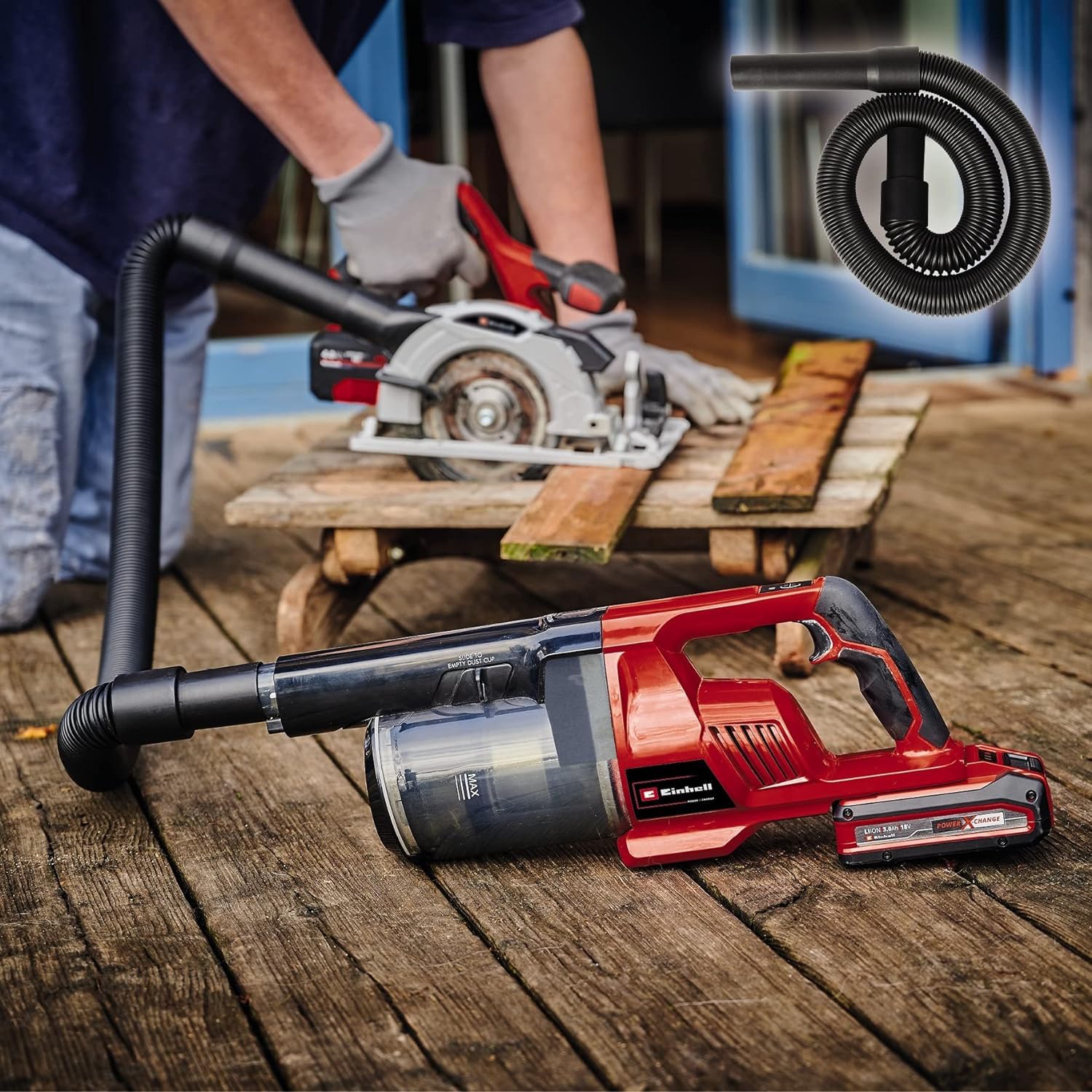 Einhell zestaw akcesoriów do odkurzacza (nadaje się do akumulatorowego odkurzacza TE-SV 18 Li, elastyczny wąż ze złączem 36 mm, 1x dysza do tapicerki, 1x dysza uniwersalna)