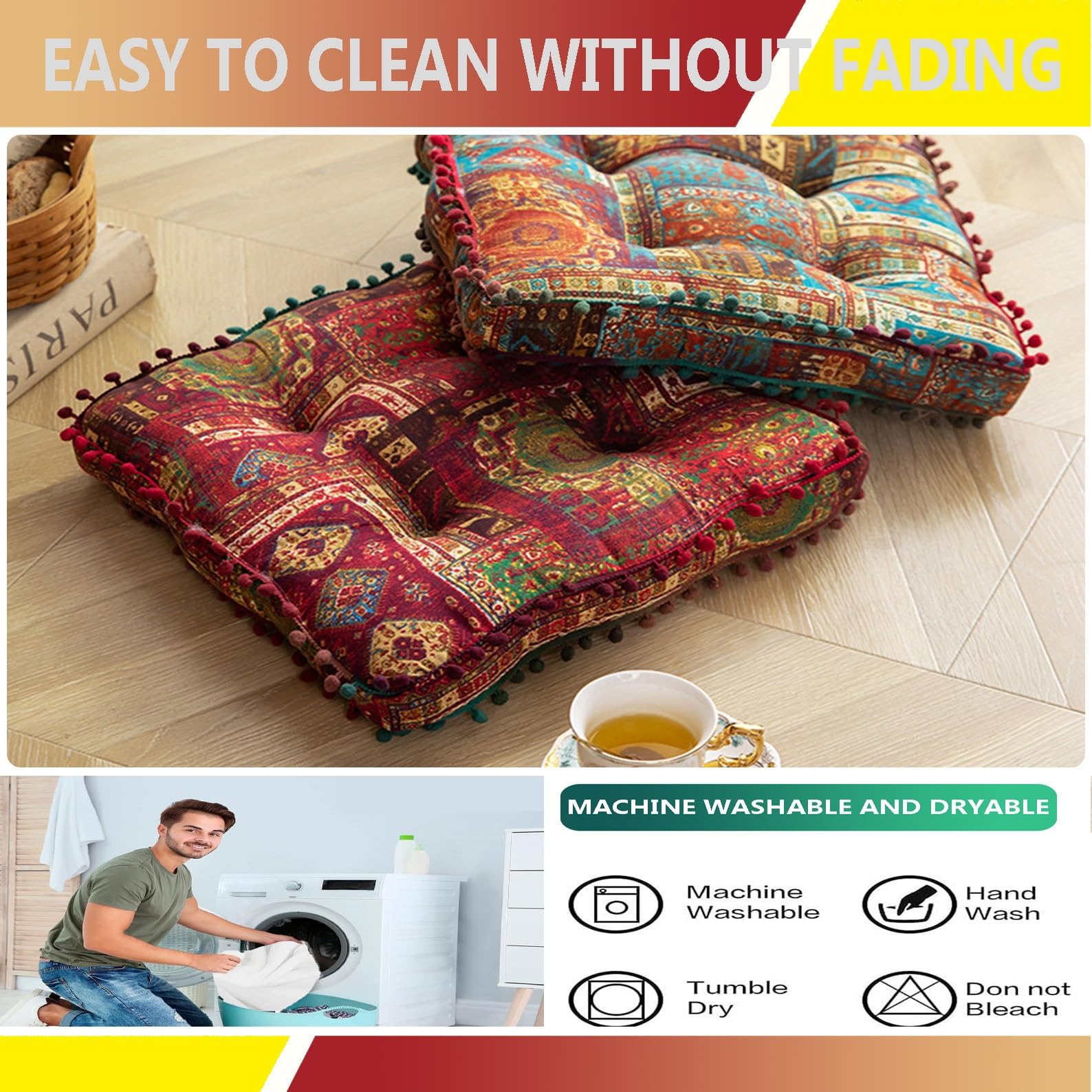 Sitzkissen Outdoor mit Griff Bodenkissen Boho Kissen Quadratisch 40x40 Sitzkissen Rund 55cm Sofakissen MöBel Kissen Filz Sesselauflagen Sitzerhöhung Groß Bürostuhl Sitzbankkissen(277,40x40 x6cm 16x16