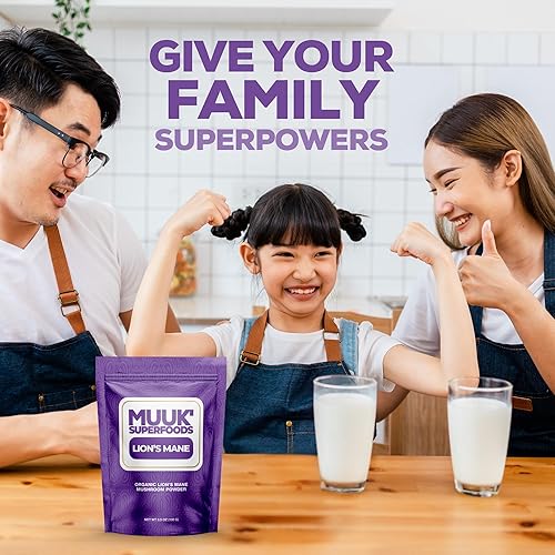 Miniatura 3 de MUUK' SUPERFOODS  Polvo de hongo de melena de león orgánico puro  Impulso cerebral, fabricado en Estados Unidos  3.5 oz (100 g), 60 porciones