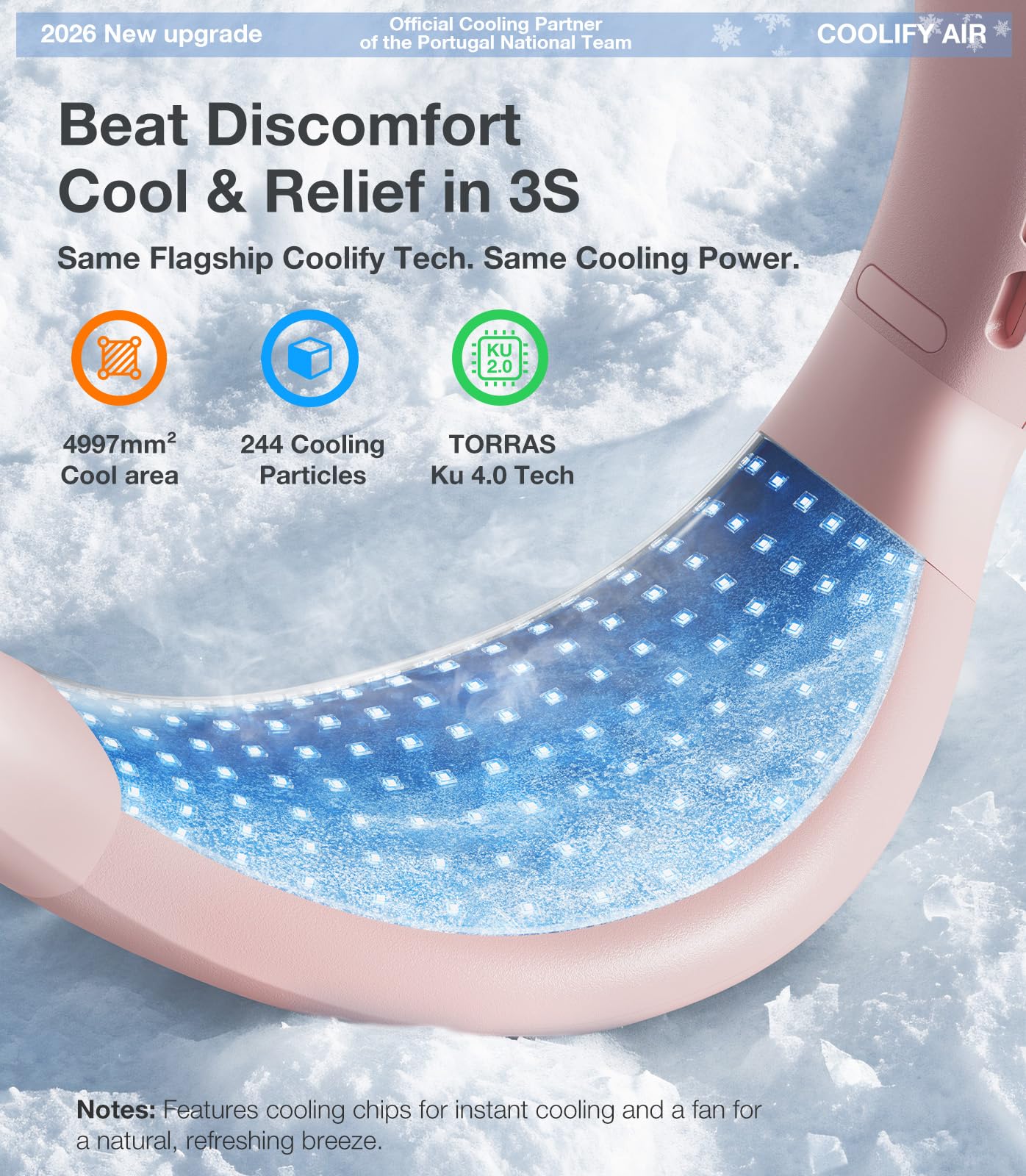 TORRAS COOLiFY Air 2026 Ventilateur de Cou Climatiseur Amélioré, Ventilateur Portable Ultra-Léger Rechargeable, Refroidissement Personnel de Cou avec 3 Modes Ventilateur/Refroidisseur/Chauffage pour